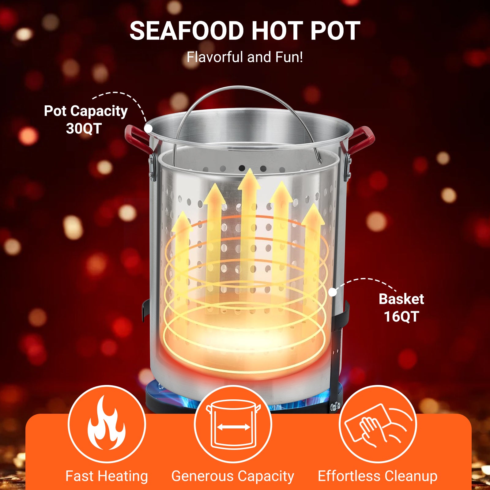 GARVEE 30 Qt Aluminum Turkey Deep Fryer Pot with Thermometer Kit - Outdoor Propane Stove Burner Stand for Frying Turkey, Fish, Chicken Wings - CSA Approved 0-5 PSI Regulator - Perfect for Backyard BBQs, Camping & Outdoor Cooking
