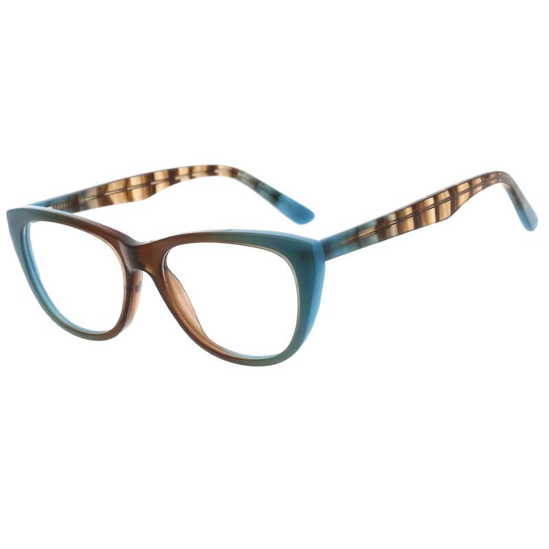 CCspace Unisex Full Rim Oval Cat Eye Acetate Frame Eyeglasses 53408 - Stylish Retro Glasses for Men & Women - Perfect for Reading, Fashion, and Daily Wear
