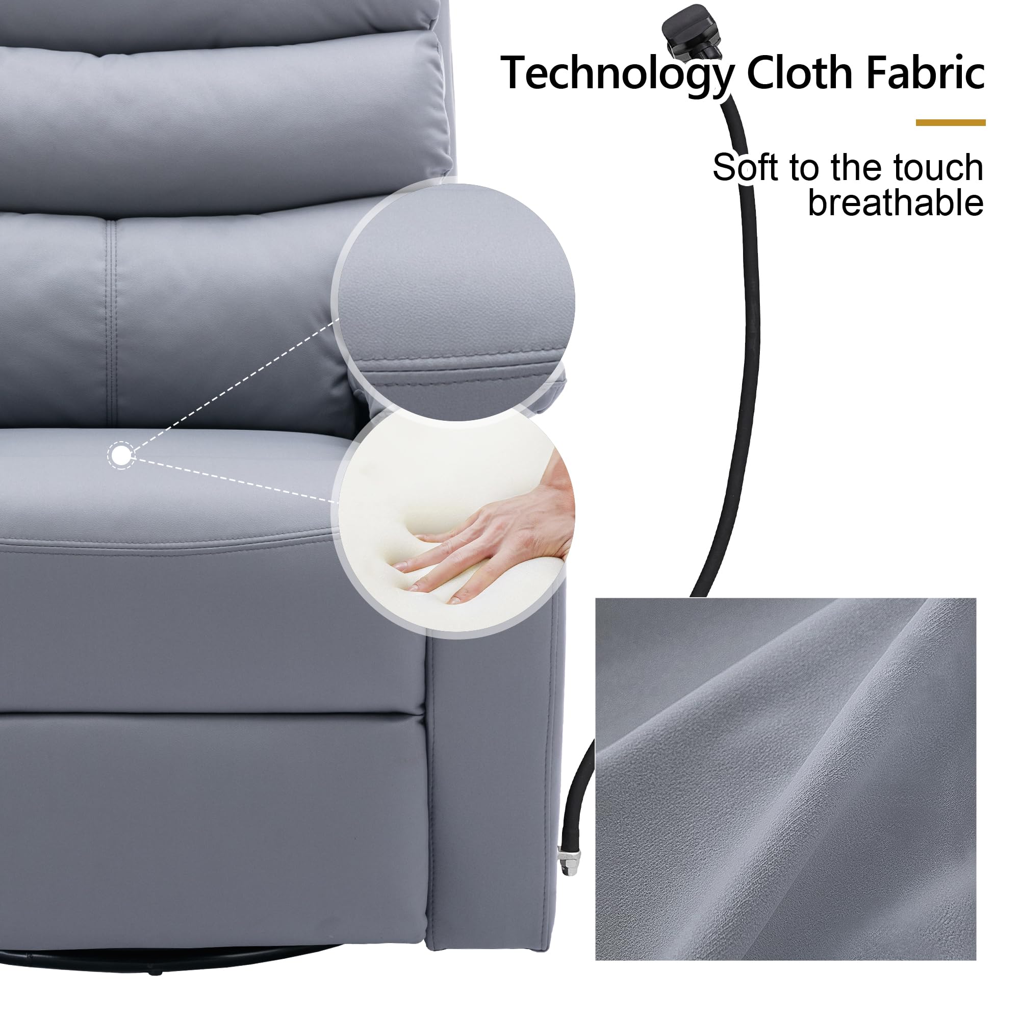 Comfortable Swivel Rocking Recliner Chair - Soft Microfiber Fabric Manual Recliner with 360° Rotation, Compact Living Room Chair for Nursery, Bedroom & RV - Light Gray - Perfect for Relaxing, Nursing & Small Space Living