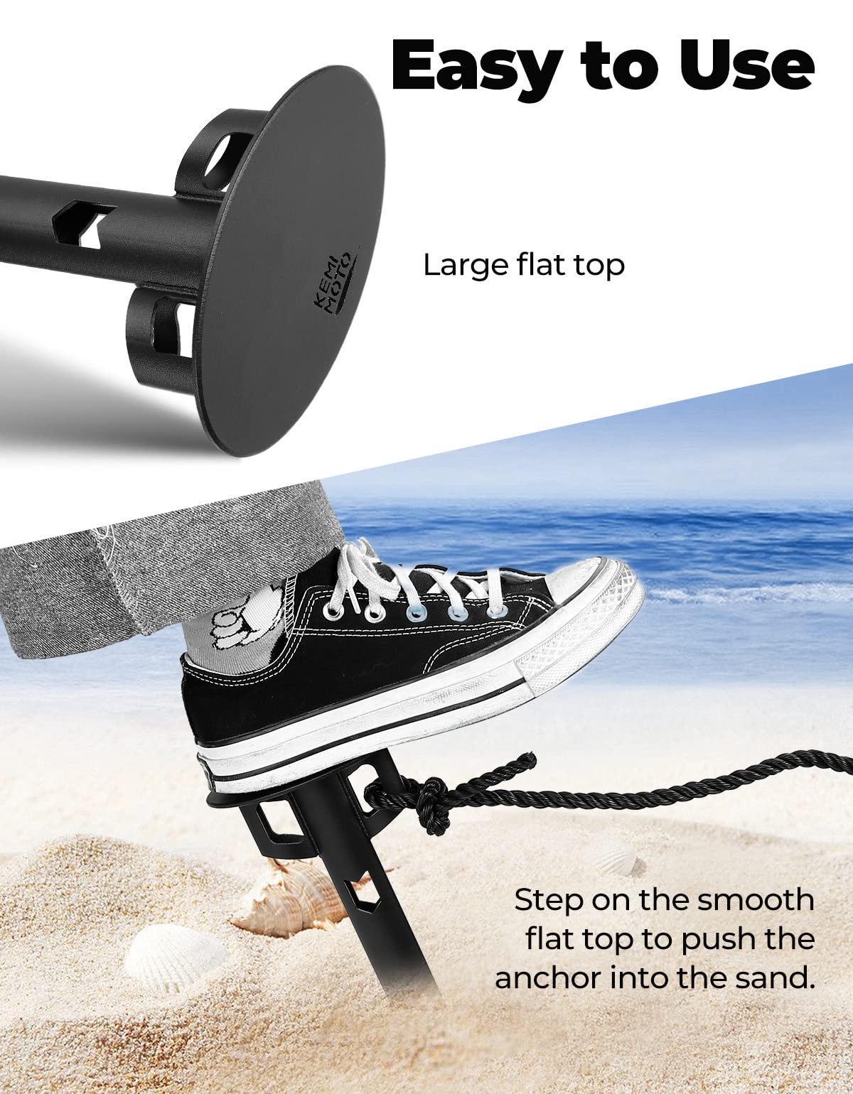 KEMIMOTO Boat Anchor Kit - Kayak, Jet Ski & PWC Anchor for Shallow Water with Sand Anchor - Perfect for Small Boats, Pontoons & Canoes | Marine Safety Equipment for Fishing & Water Sports