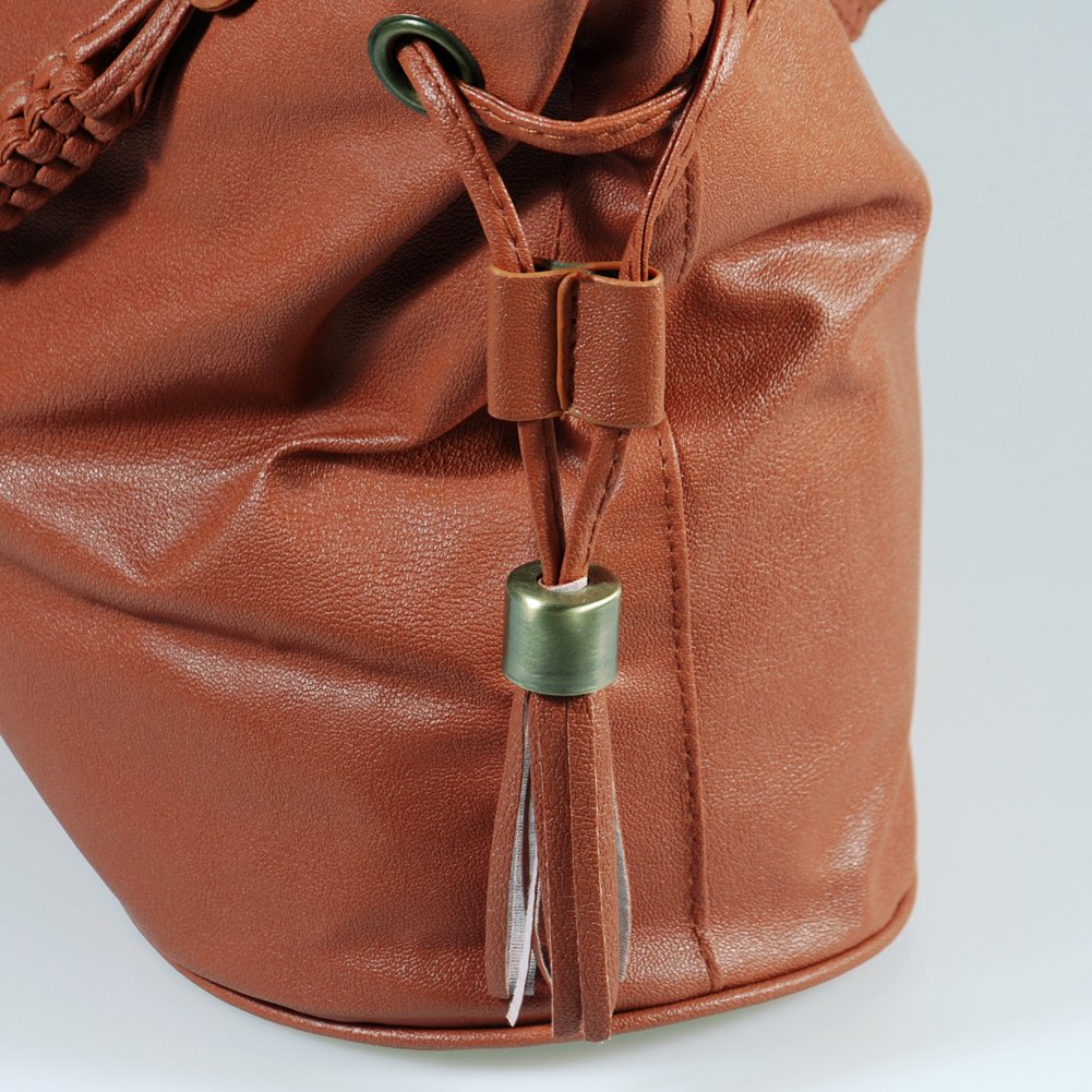 Blancho Genuine Leatherette Shoulder Bag for Women - Stylish Tan Satchel Purse with Tassels, Perfect for Work, Travel & Everyday Use