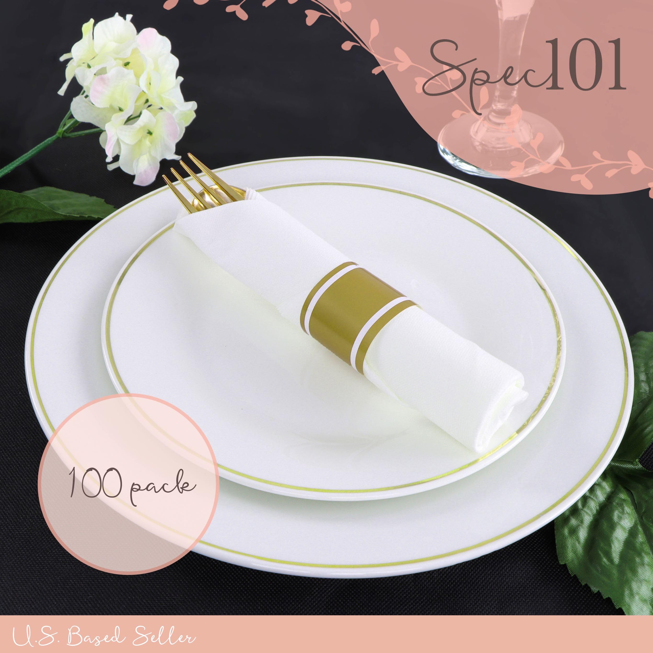 Premium Gold & Silver Disposable Cutlery Set - 100-Piece Elegant Plastic Utensils with Napkins for Weddings, Parties & Special Events | Individually Wrapped & Pre-Rolled for Convenience | Perfect for Catering, Banquets & Formal Dining Occasions