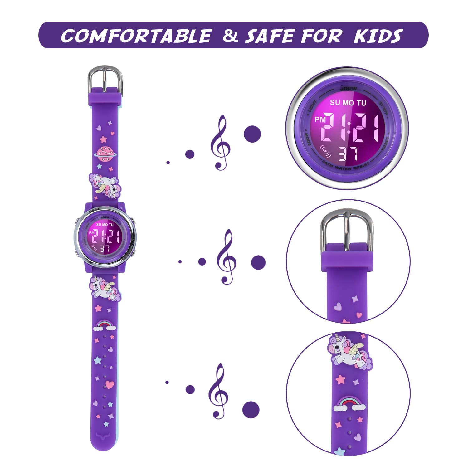**Cofuo Girls Digital Watch for Kids Age 3-12 - 3D Cartoon Waterproof LED Sports Watch with Luminous Display, Alarm & Stopwatch - Perfect Gift for Outdoor Play, School & Daily Use**