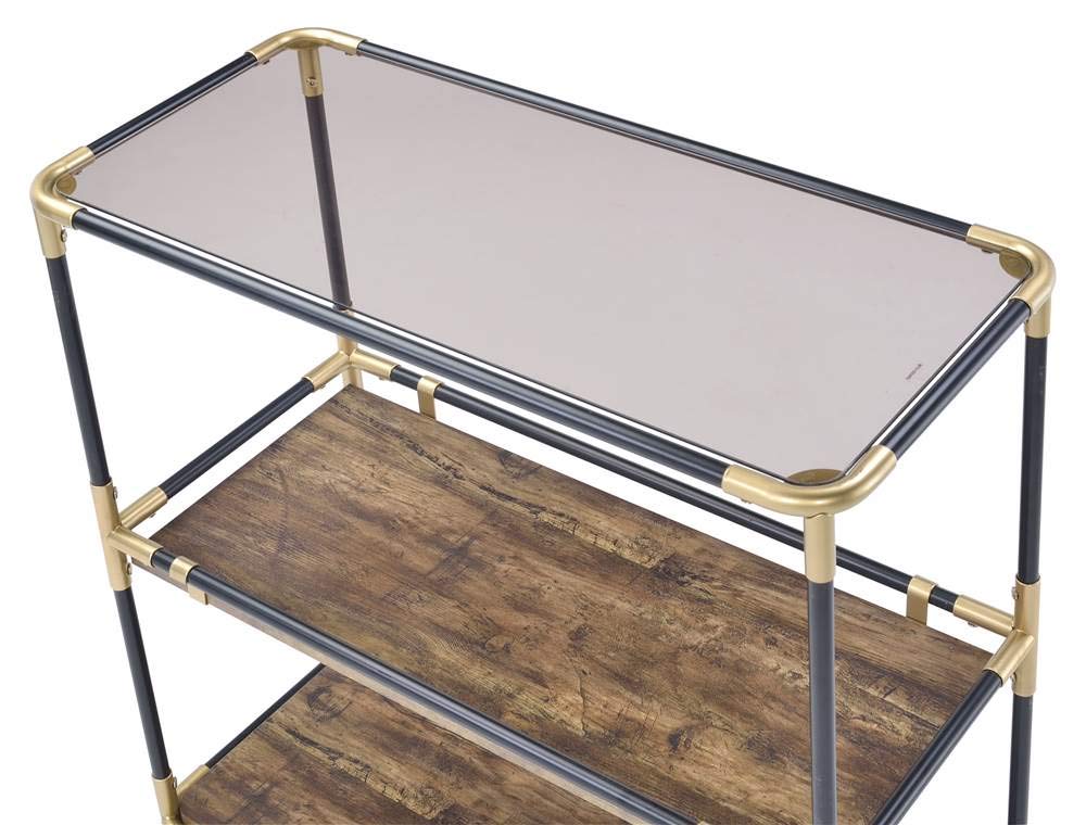 ACME Furniture Heleris Console Table - Black & Gold with Smoky Glass Top | Entryway, Living Room, Hallway Decor for Modern Home