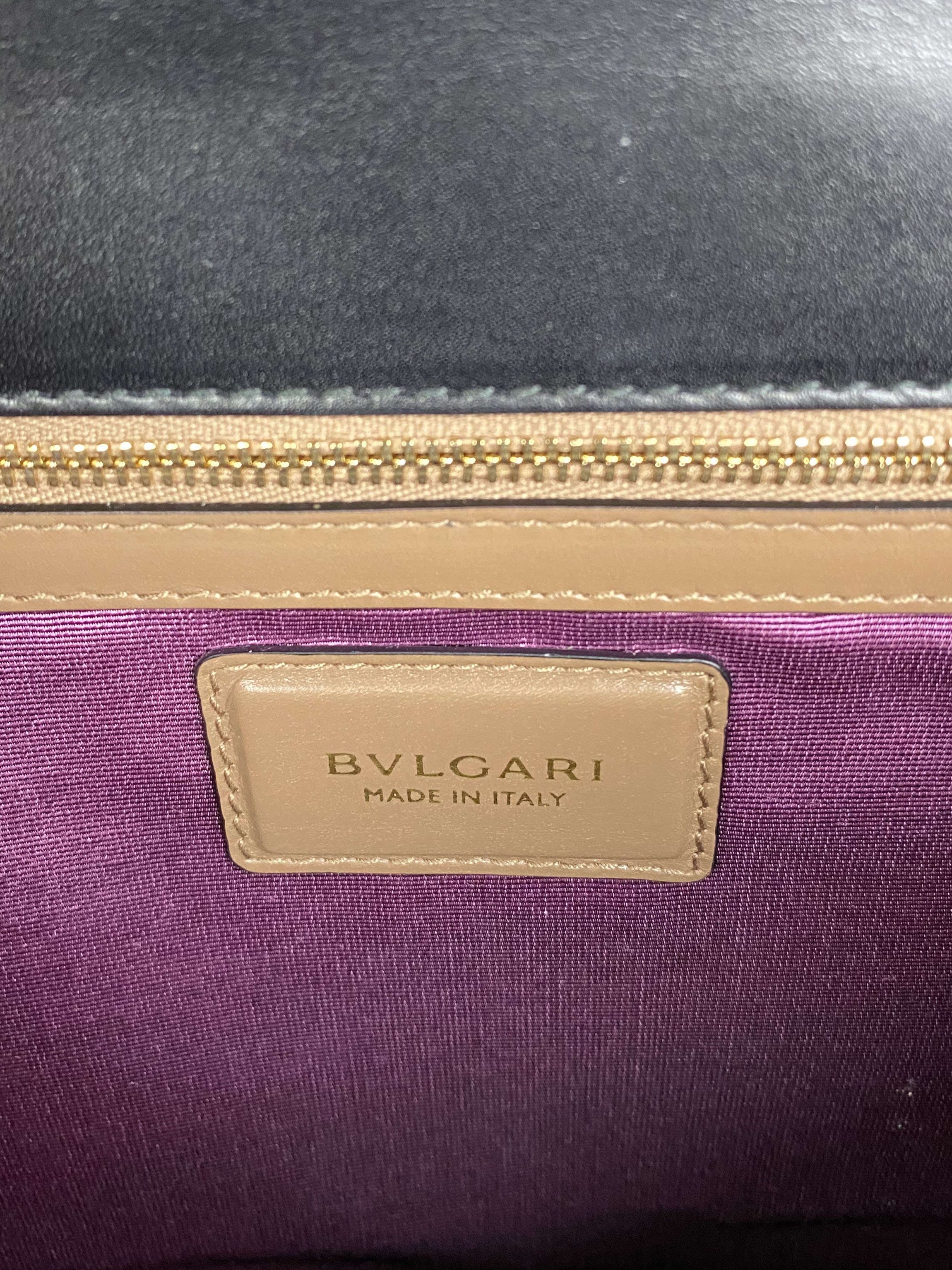 Bvlgari Serpenti Black & Tan Two-Tone Leather Shoulder Bag - Luxury Designer Handbag for Women, Perfect for Evening Events & Parties