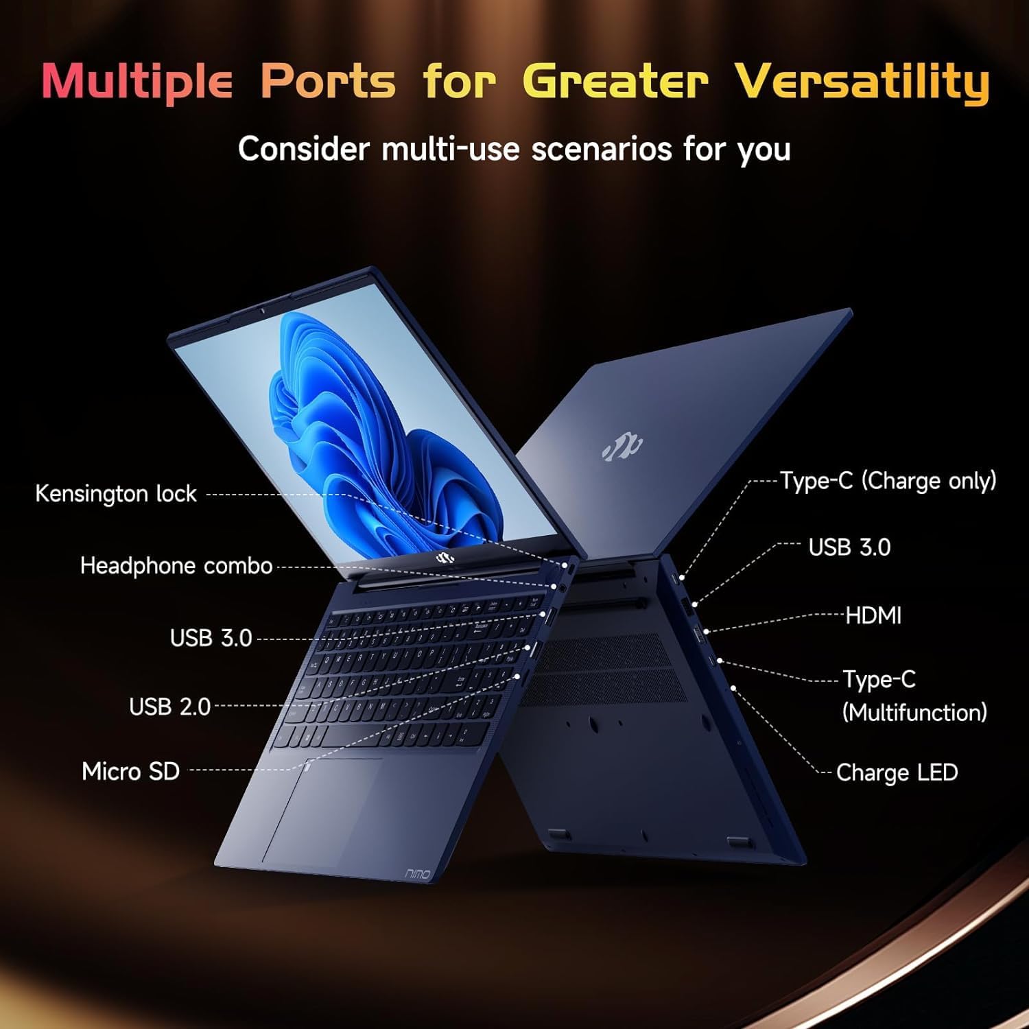 NIMO 15.6 Inch FHD IPS Laptop - 16GB RAM, 1TB SSD, WiFi 11, Backlit Keyboard & Fingerprint | Lightweight Computer for Work, Study & Entertainment | Perfect for Remote Work, Online Classes & Gaming