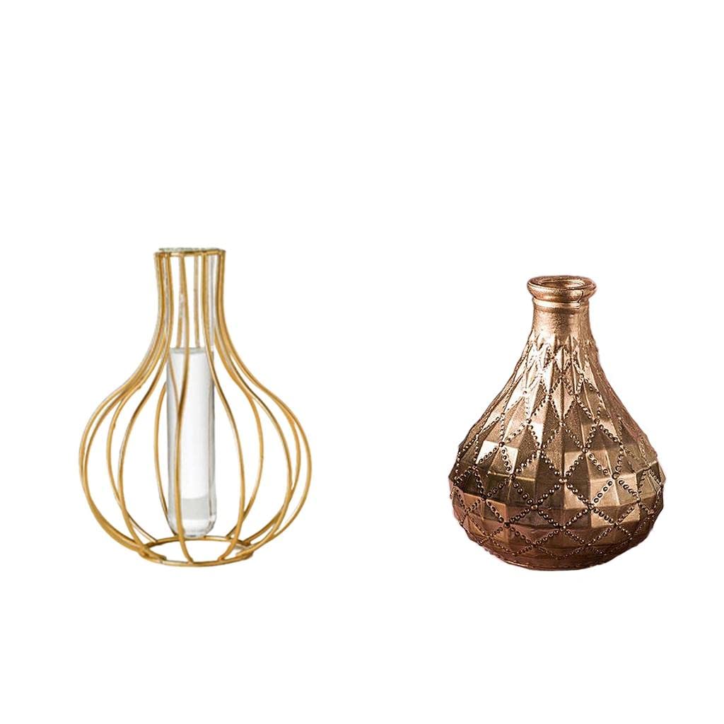 2X Iron Nordic Flower Vase - Decorative Flower Planter Pot for Home & Garden Decor - Perfect for Living Room, Bedroom, Office & Wedding Centerpieces