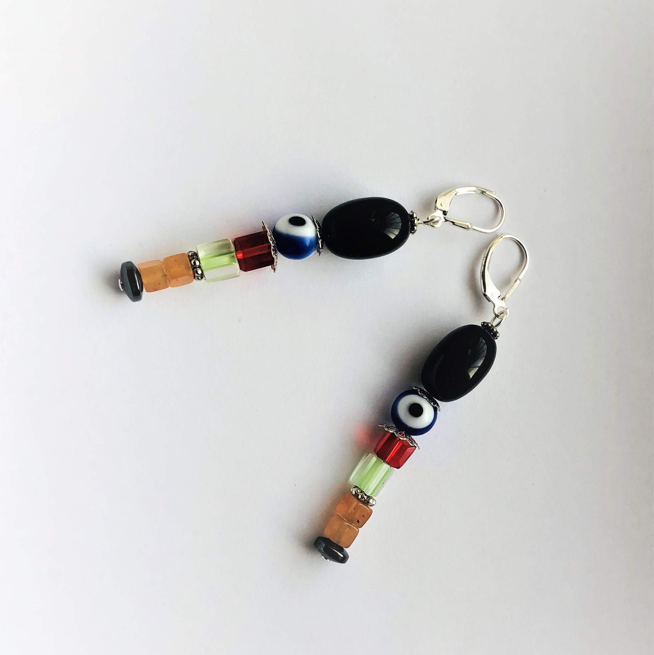 Sterling Silver Nutcracker Ballet Beaded Soldier Earrings - Red, Royal Blue, Orange & Black - Christmas Holiday Jewelry Gift for Disney Fans - Perfect for Parties, Cosplay & Festive Occasions