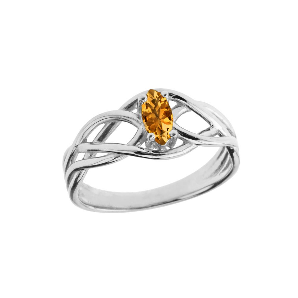 14K White Gold November Birthstone Celtic Knot Engagement & Promise Ring - Size 12 - Perfect for Anniversaries, Proposals & Special Occasions