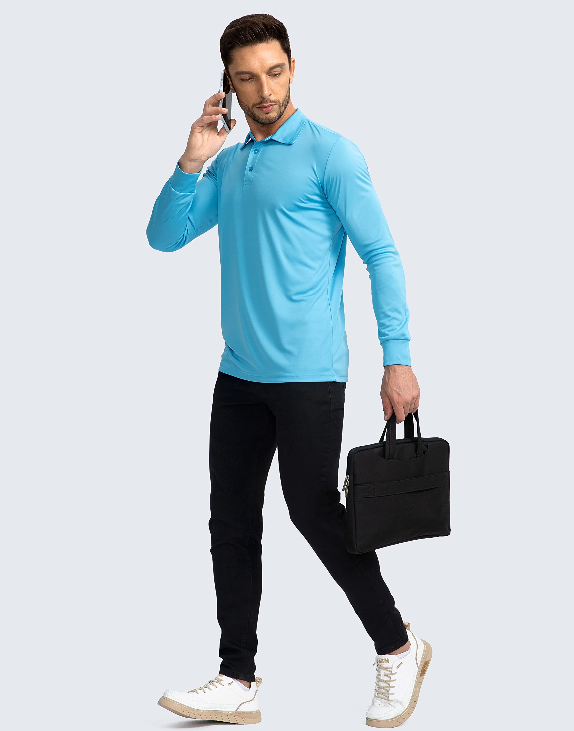 Men's Long Sleeve Polo Shirt - UPF 50+ Sun Protection Golf Shirt, Lightweight & Breathable for Work, Fishing & Outdoor Activities | Perfect for Golfing, Hiking and Summer Sun Protection