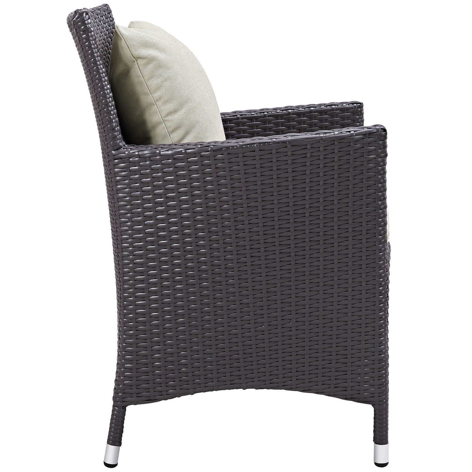 Modway Convene 8-Piece Outdoor Patio Dining Set - Wicker Rattan Furniture in Espresso Beige for Backyard, Garden & Poolside Dining