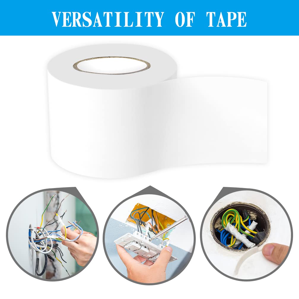 MAVEEK 2 Rolls 2 Inch White Silicone Electrical Tape - Waterproof, Self-Adhesive, Insulating for Indoor/Outdoor Use - Perfect for Garage, Workshop, Pipe, Door & Window Repairs in Cold Weather