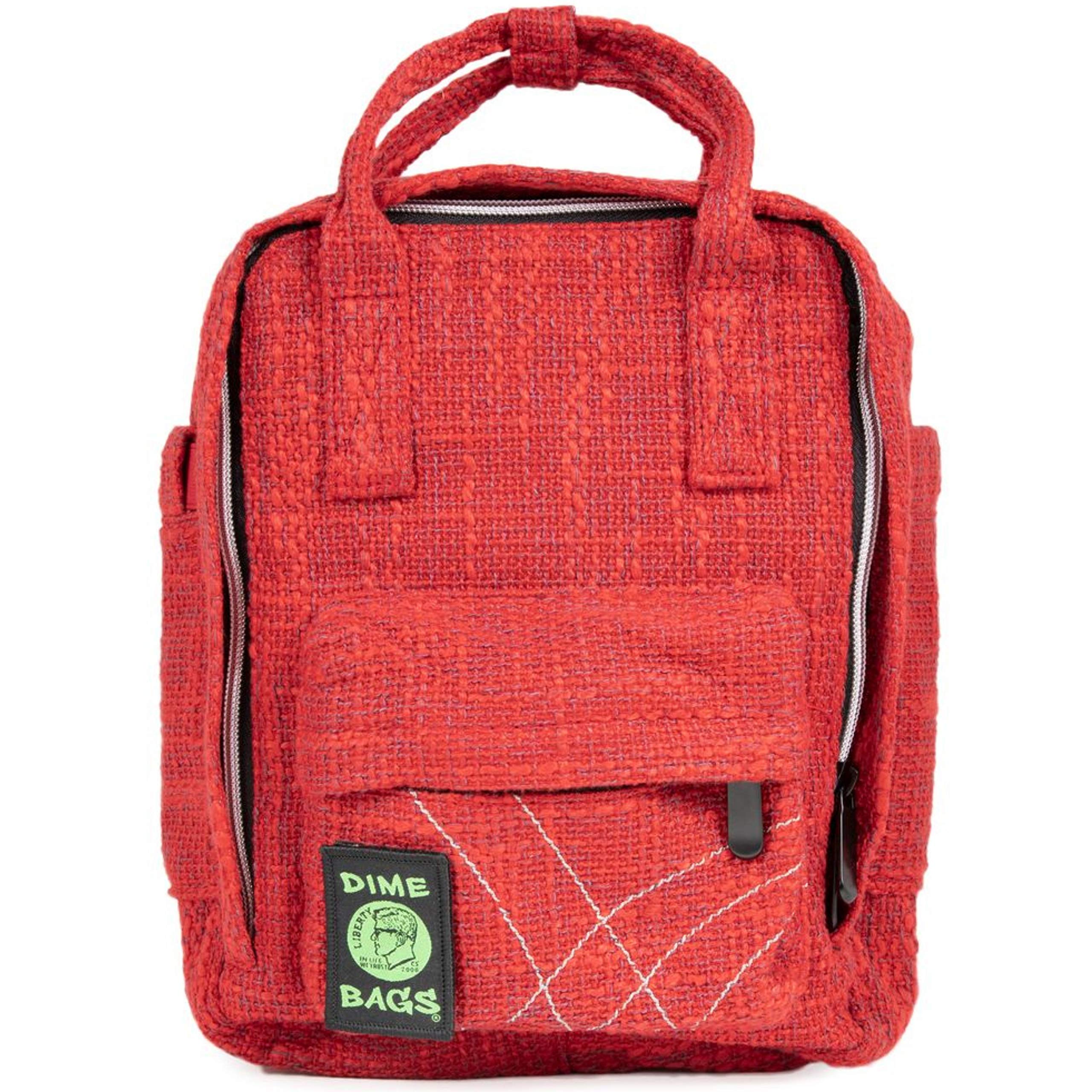 DIME BAGS Hemp Mini Backpack - Small Travel Backpack for Women & Men - Lightweight Red Hemp Material Crossbody Bag - Perfect for Hiking, Festivals & Daily Use