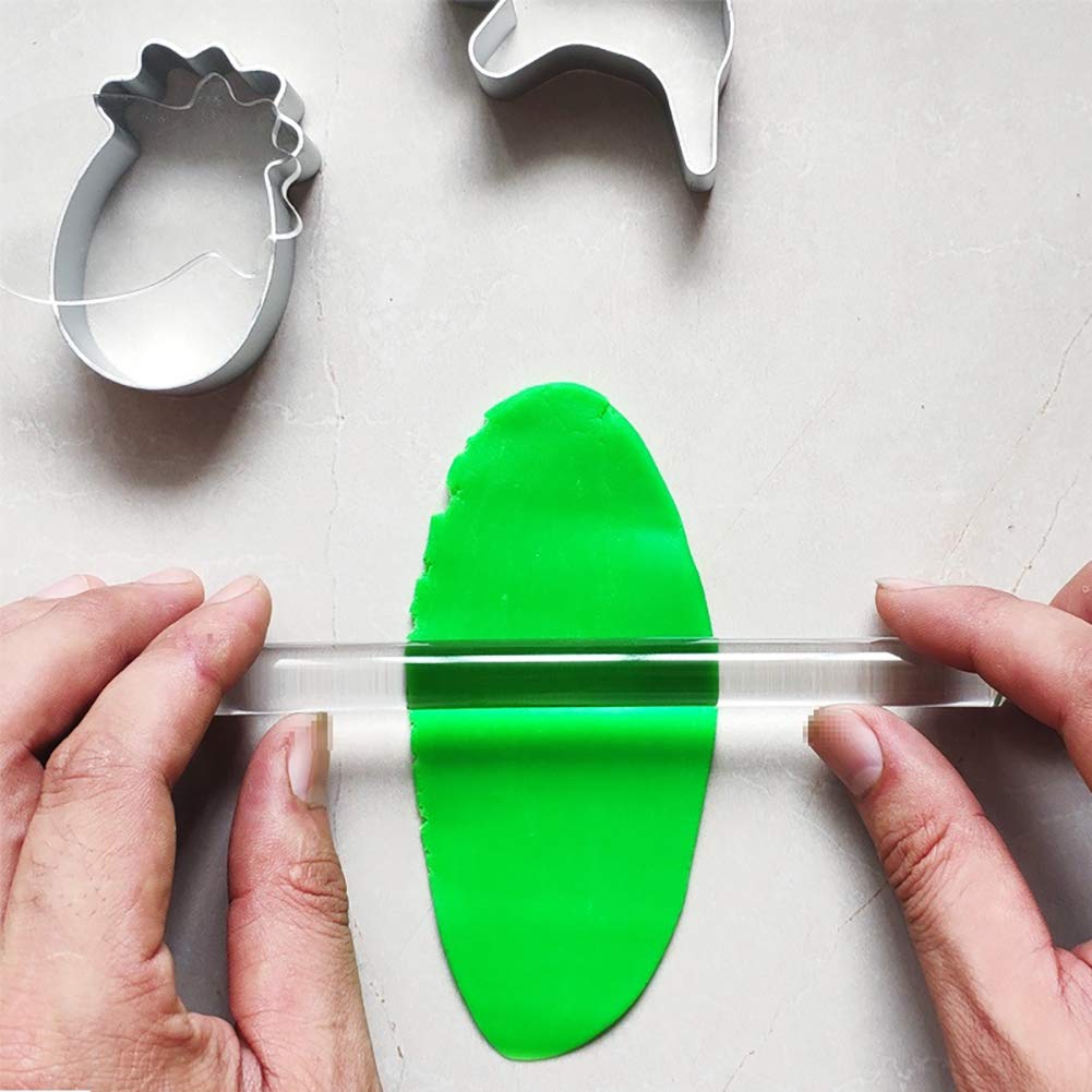GSHLLO 3-Piece Acrylic Clay Roller Set - Non-Stick Rolling Pin & Clay Bar for Polymer Clay, Fondant, Baking & DIY Crafts - Perfect for Sculpting, Cake Decorating & Art Projects