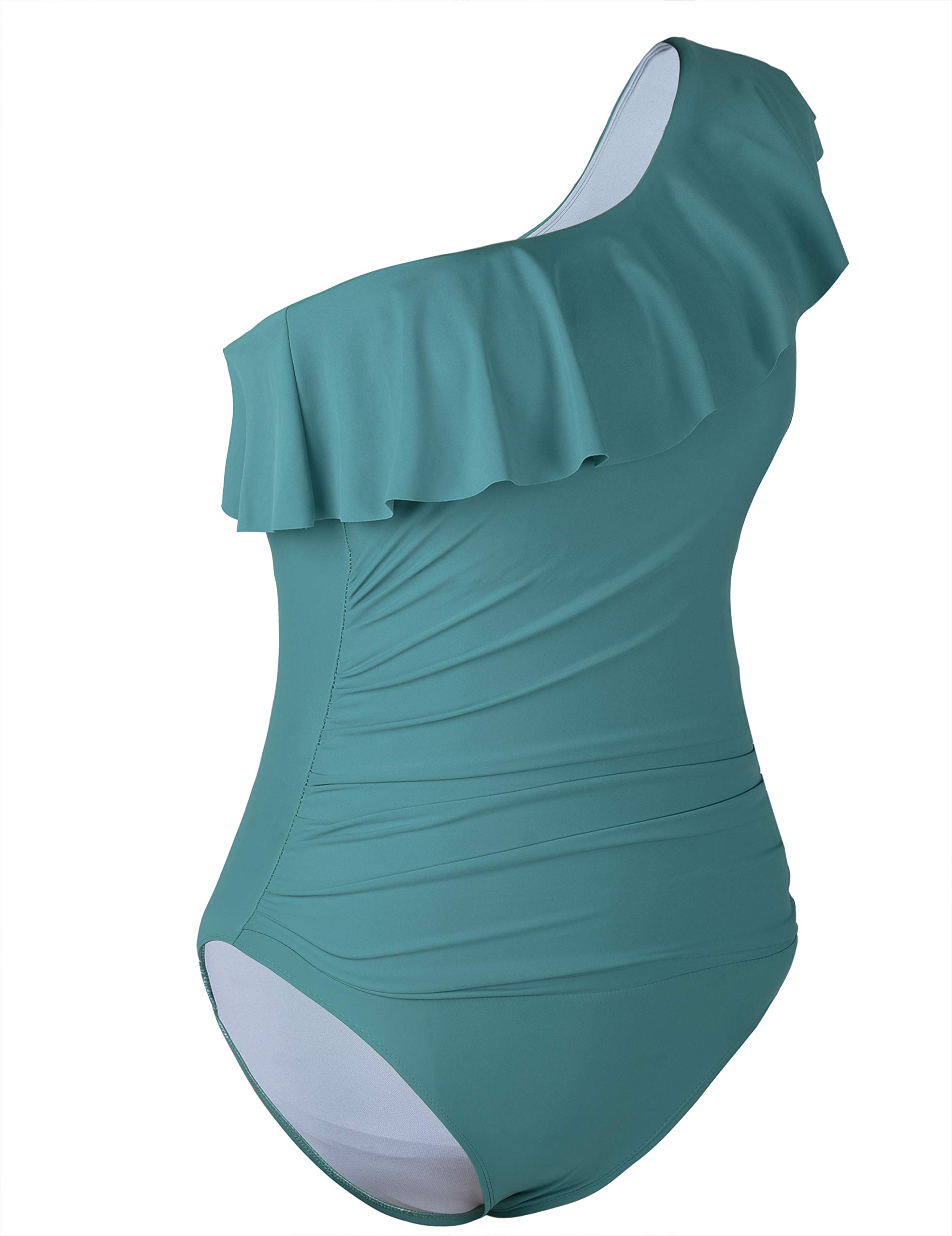 Mycoco Women's One Shoulder Ruched One Piece Swimsuit - Sexy Monokini Bathing Suit for Women, Perfect for Beach, Pool, and Summer Vacation