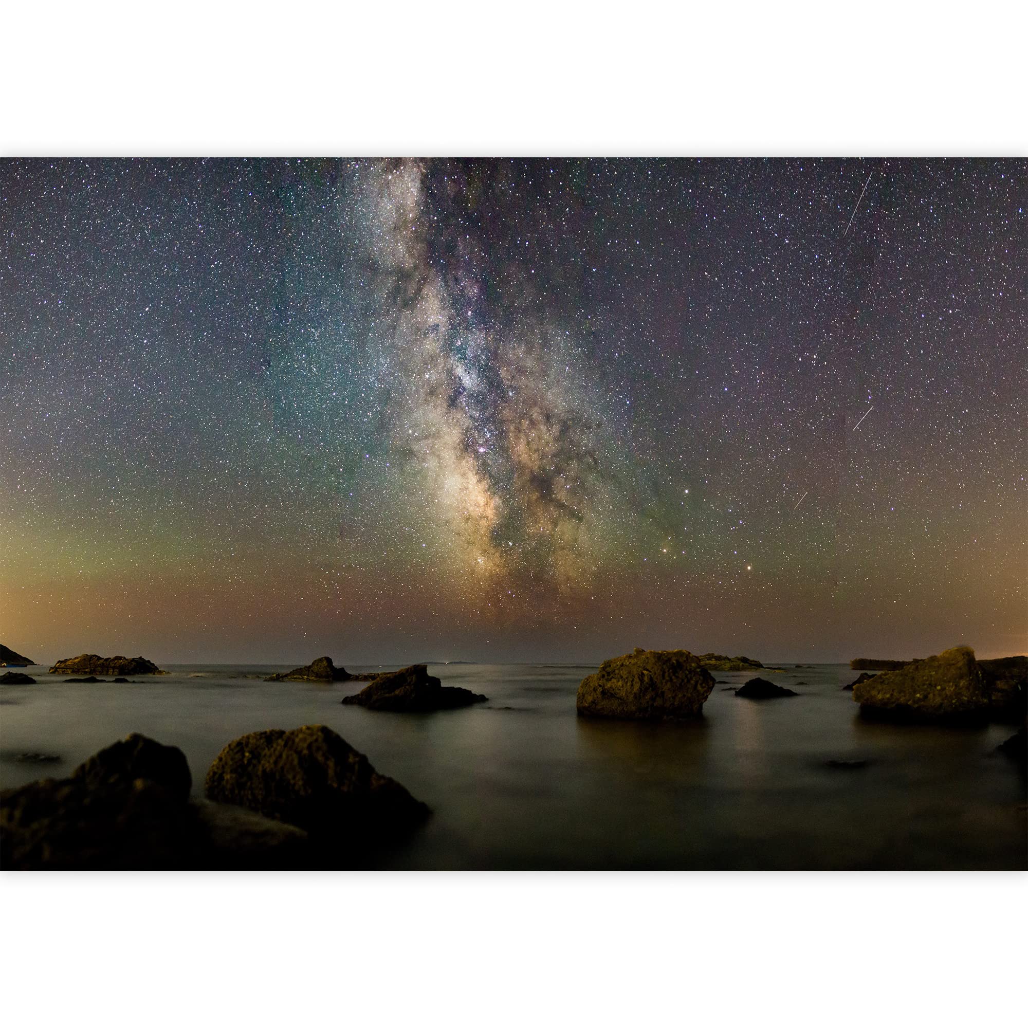 Wall26 - Milky Way Galaxy Over Lake Removable Wall Mural | Self-Adhesive Large Wallpaper (100x144 inches) - Perfect for Living Room, Bedroom, or Office Decor