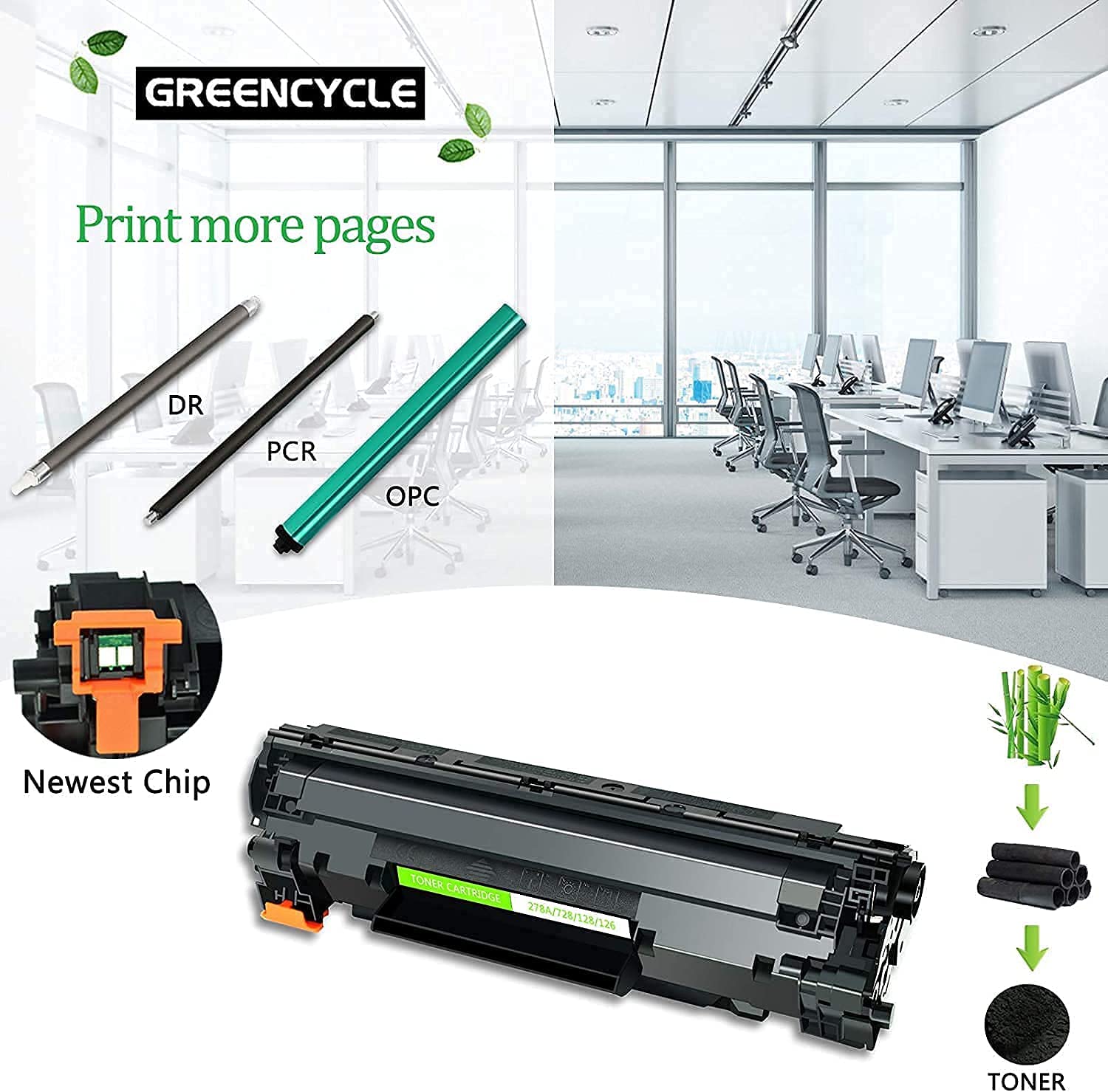 Greencycle 10-Pack Compatible Toner Cartridge Replacement for Canon 126 Black (CRG-126/CRG126/3483B001) - Works with ImageClass LBP6200d & LBP6230dw Wireless Laser Printers - Perfect for Home & Office Printing Needs