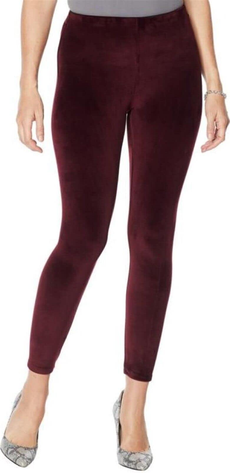 Soft Velour Pull-On Pants for Women - Comfortable Stretch Lounge Pants in Black Cherry Color | Perfect for Yoga, Home Relaxation & Casual Wear