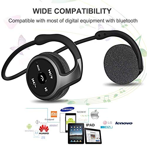 Wireless Bluetooth 5.0 Headphones with FM Radio, Sweatproof Sports Earbuds with Built-in Mic, Hands-Free Calling & TF Card Support, Lightweight Stereo Headset for iPhone & Android - Perfect for Running, Gym Workouts & Commuting