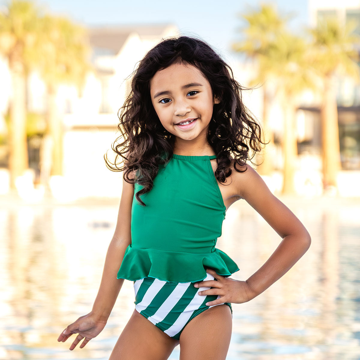 Girls High Neck Peplum Tankini Top - Stylish Swimwear for Beach, Pool & Summer Vacations