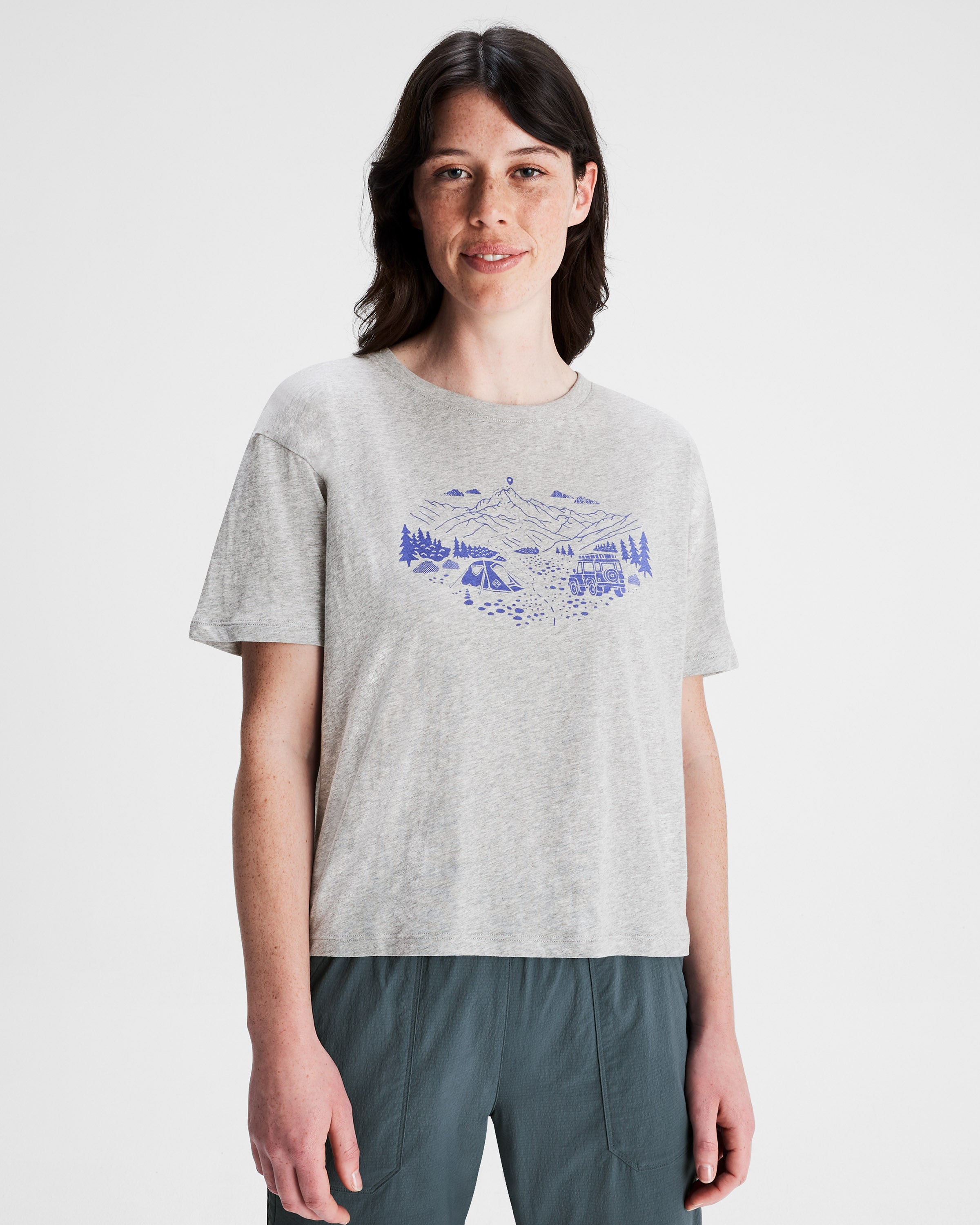 Organic Cotton Women's Ridgeline T-Shirt - Light Grey Marle | Soft & Breathable Casual Tee for Everyday Wear, Workouts & Outdoor Activities