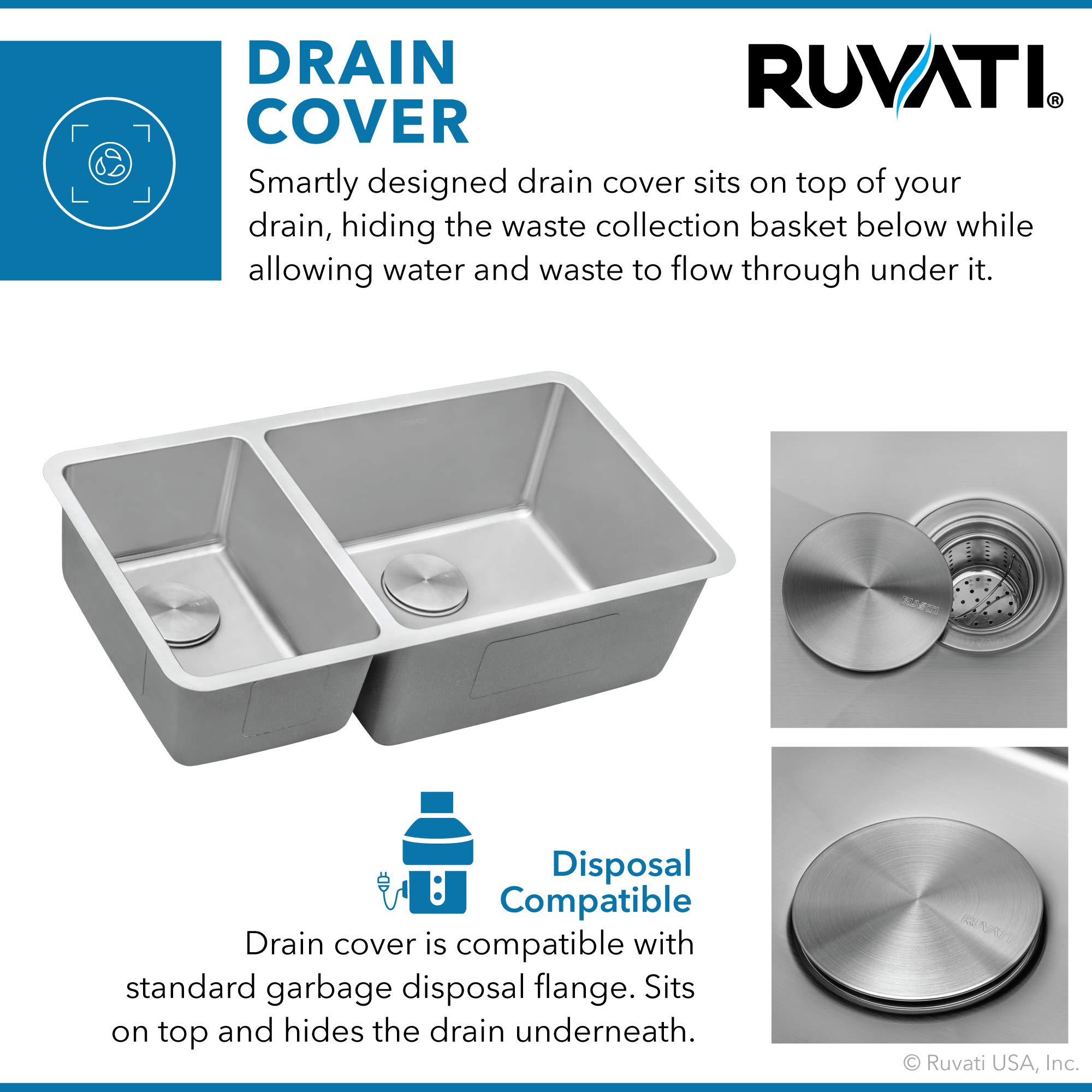 Ruvati 32-inch Undermount Double Bowl Kitchen Sink - 16 Gauge Stainless Steel with Brushed Finish (30/70 Split) | Scratch-Resistant & Easy to Clean | Perfect for Busy Kitchens, Restaurants & Home Renovations (Model RVM5307)