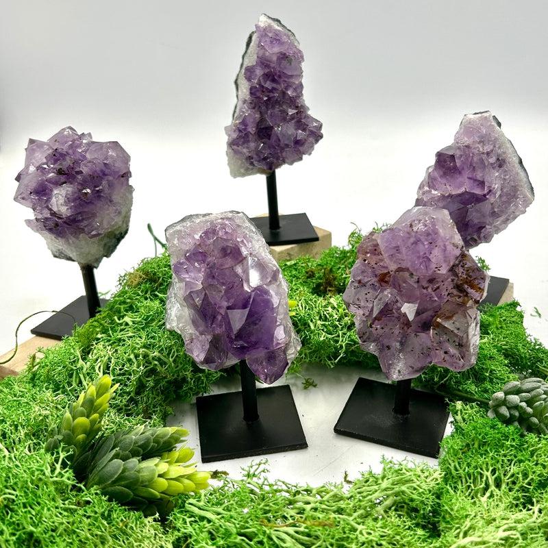 Natural Amethyst Crystal Clusters on Pins - Healing, Spiritual Growth & Energy Cleansing | Premium Brazilian Gemstones | Perfect for Meditation, Chakra Balancing & Home Decor