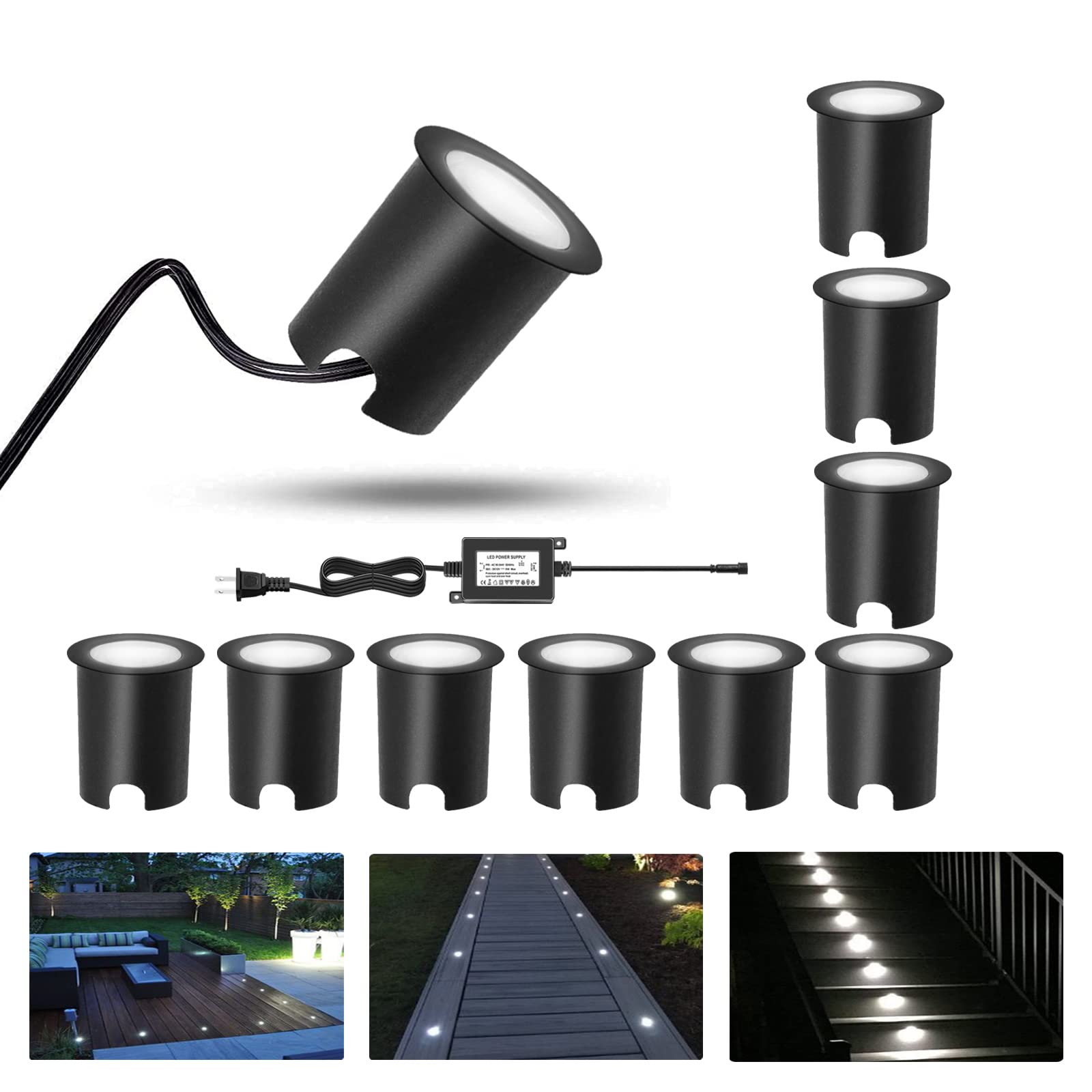 RNEHON 12V Low Voltage Recessed LED Deck Lights - Natural White Outdoor Landscape Lighting with Protective Shell (Φ1.18) for Garden, Yard Steps, Stairs, Patio & Floor | Ideal for Step Lighting, Pathway Illumination & Home Decoration