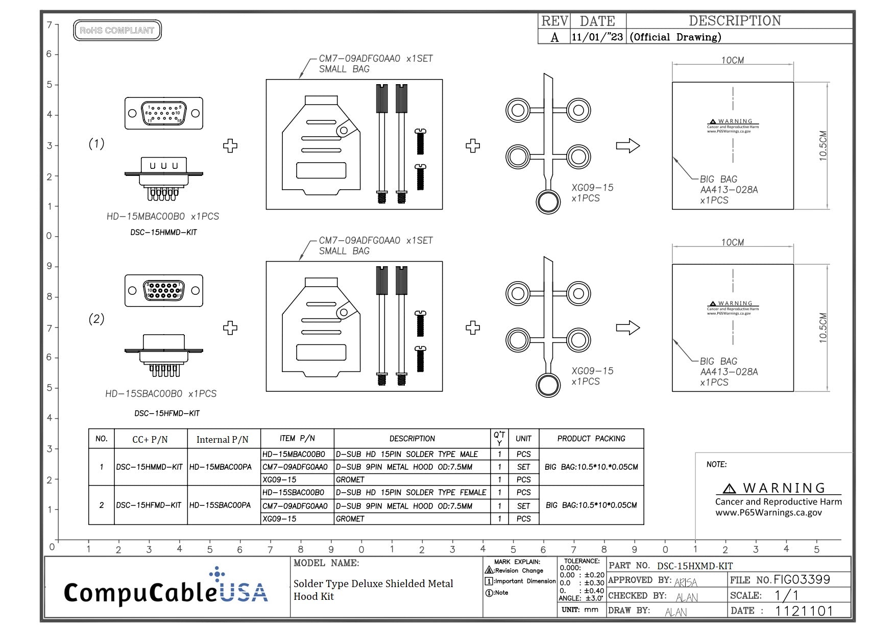 Premium DB15 Female Solder Kit - High Density Full Profile Metal Hood Connector (No Ear Design) for Reliable Computer & Electronics Connections - Perfect for DIY Repairs, Arcade Machines, and Industrial Equipment
