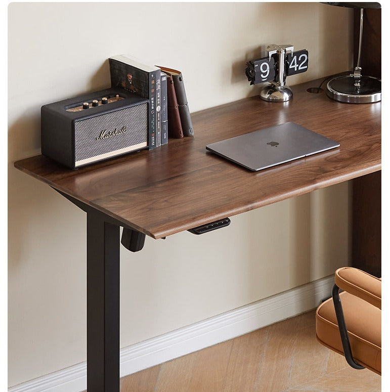 Premium Black Walnut Solid Wood Electric Standing Desk - Adjustable Height Home Office Desk for Work & Study | Ergonomic Workspace Solution for Professionals & Gamers