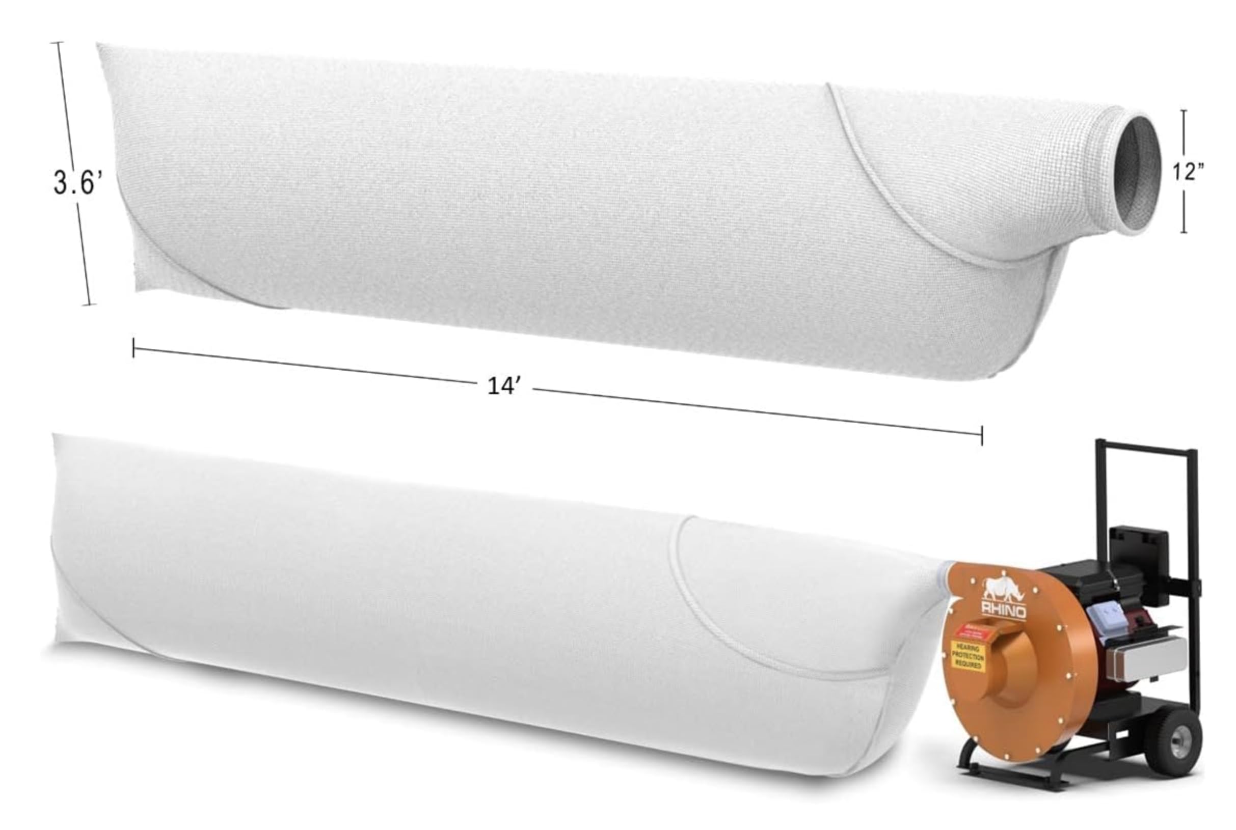 Rhino FlexBag 14FT Vacuum Storage Bags with EZ Fill Collar - 14ft x 3.6ft (Holds 120CF/450LBS) - 10 Pack for Clothes, Blankets & Seasonal Storage - Space Saving Solution for Home Organization