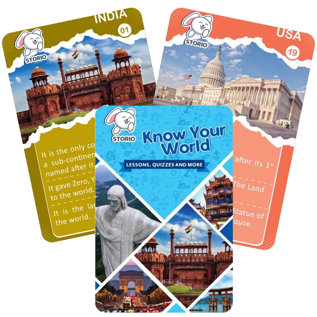 Storio EVA Foam World Map Puzzle for Kids Ages 4-8 - Educational Jigsaw Puzzle with Country Fact Cards - Fun Learning Toy for 4,5,6,7,8 Year Old Boys & Girls - Perfect for Classroom, Homeschool & Family Game Night