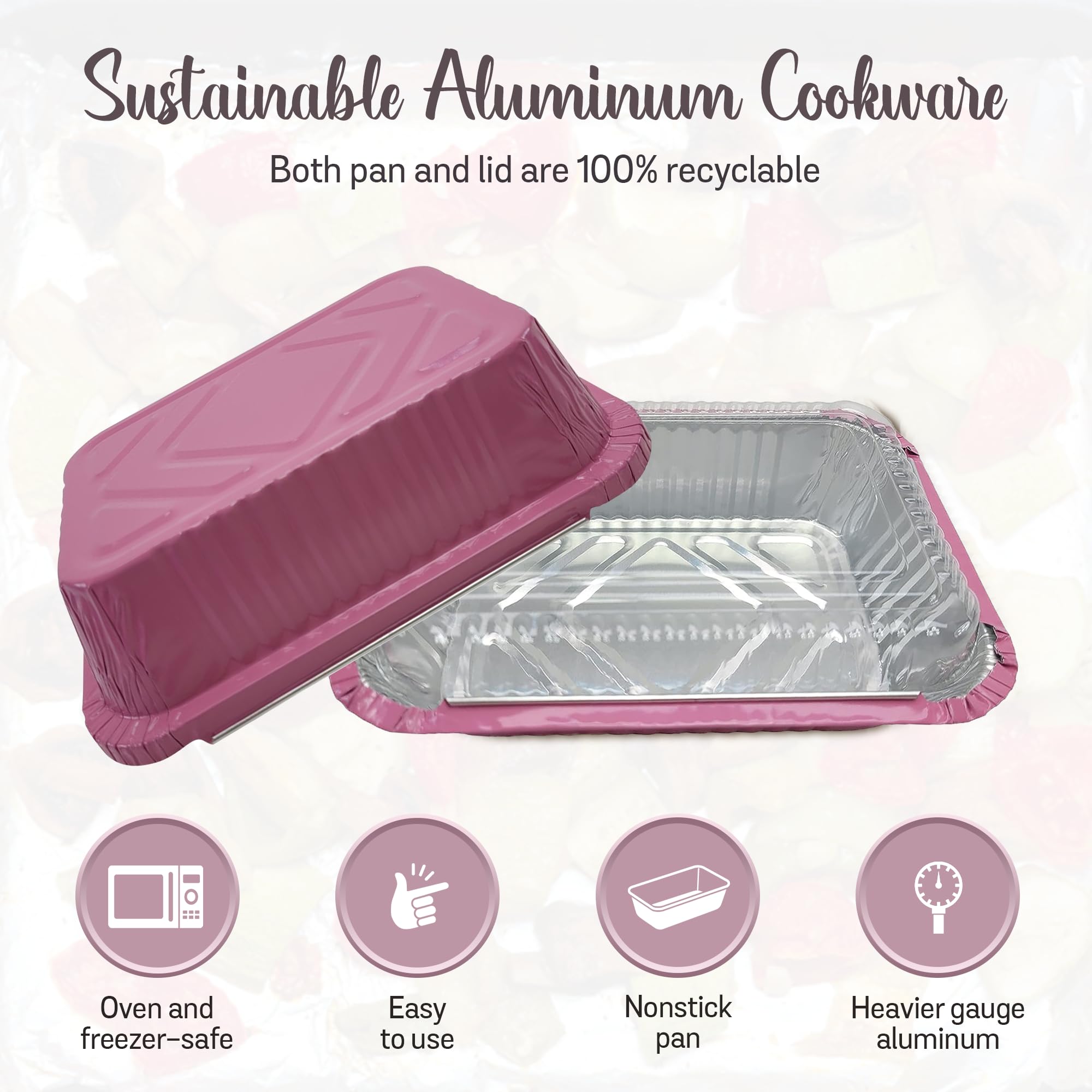 KitchenDance 1.5 lb Heavy Duty Colored Aluminum Foil Takeout Containers with Lids - Disposable Casserole Pans for Cooking, Baking, Freezing, Meal Prep & Food Storage - 500 Pack Pink - Perfect for Parties, Catering & Leftovers