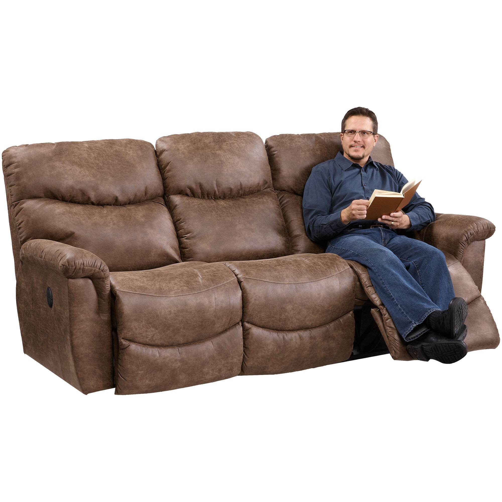 James Reclining Sofa - 3-Seater Leather Recliner with Cup Holders & USB Charging - Perfect for Living Room, Home Theater & Family Relaxation