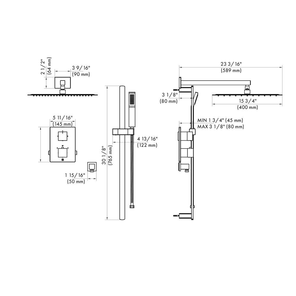 ZLINE Crystal Bay Thermostatic Shower System in Matte Black - Luxury Rainfall Shower Head with Handheld Sprayer, Temperature Control Valve (CBY SHS T2 MB) - Perfect for Modern Bathroom Renovations & Spa-Like Experience