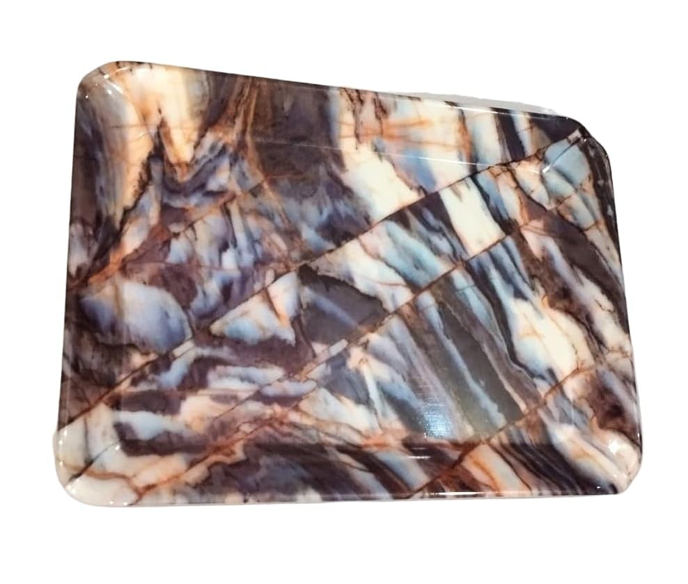 Marble Look Small Tray Set of 2 - Elegant Serving Tray for Snacks, Tea, Coffee & Biscuits - 8 Inch Decorative Serving Platter for Parties, Dining & Home Decor