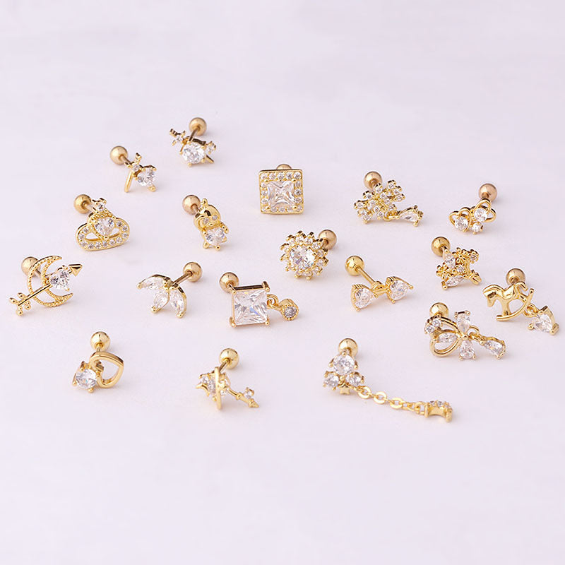 20G Cartilage Square Dangle Stud Earrings for Women - Hypoallergenic Stainless Steel Body Jewelry - Perfect for Daily Wear, Parties & Special Occasions