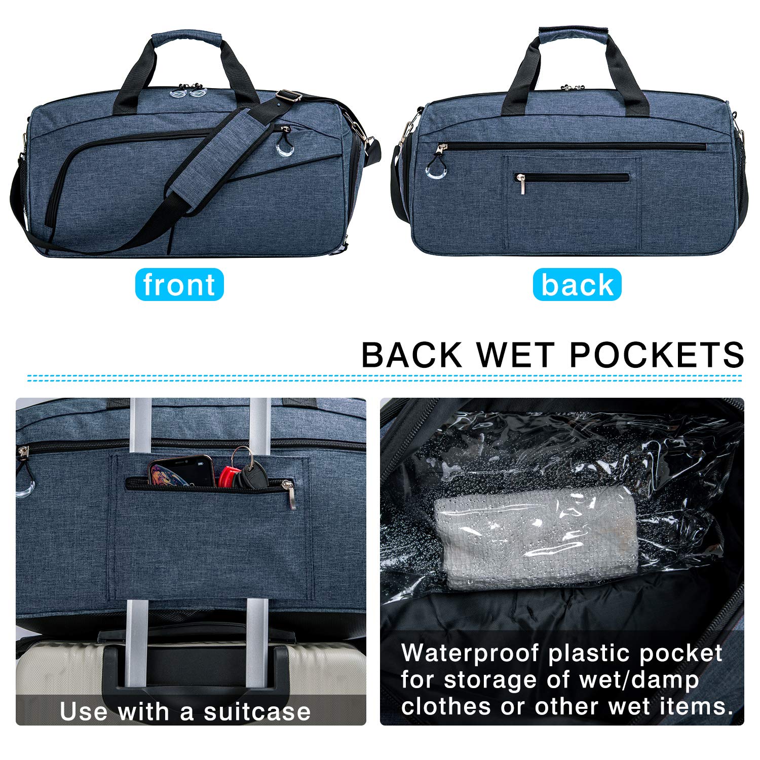Kuston Sports Gym Bag with Shoes Compartment & Wet Pocket - Durable Gym Duffel Bag for Men & Women - Perfect for Workout, Travel & Overnight Trips