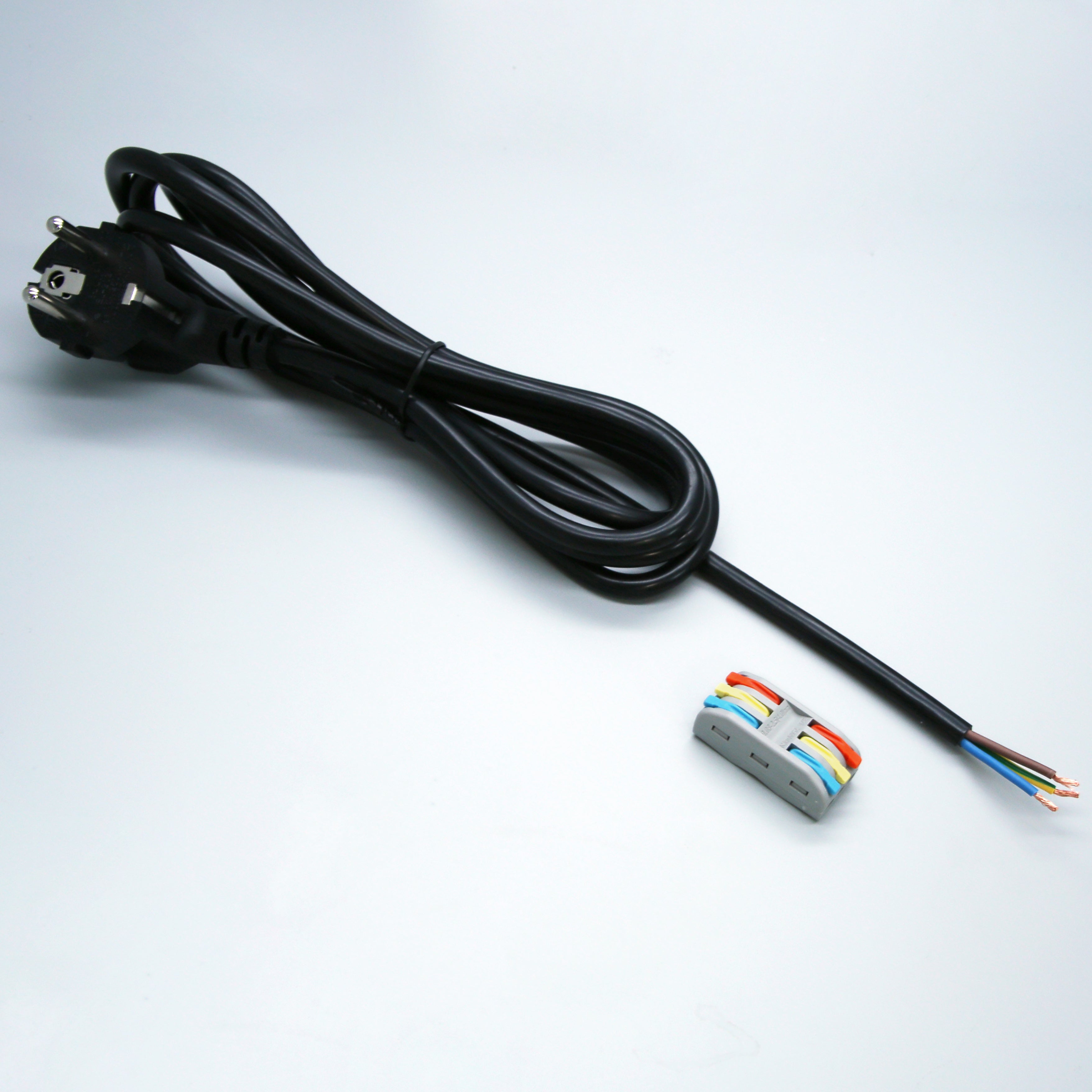 YujiElecs™ 3 Prong Power Cord Kit with Lever Nut Wire Connector - Heavy Duty Hardwired Power Supply Cable for Appliances, Electronics & Industrial Equipment - Perfect for Ovens, Dryers, Server Racks & Workshop Tools