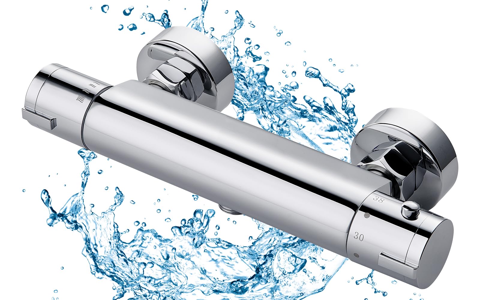 BONADE Thermostatic Shower Mixer Tap with 38°C Safety Button - Chrome Surface-Mounted Bathroom Shower Mixer for Tub & Round Shower - Perfect for Modern Bathrooms & Spa-Like Showers