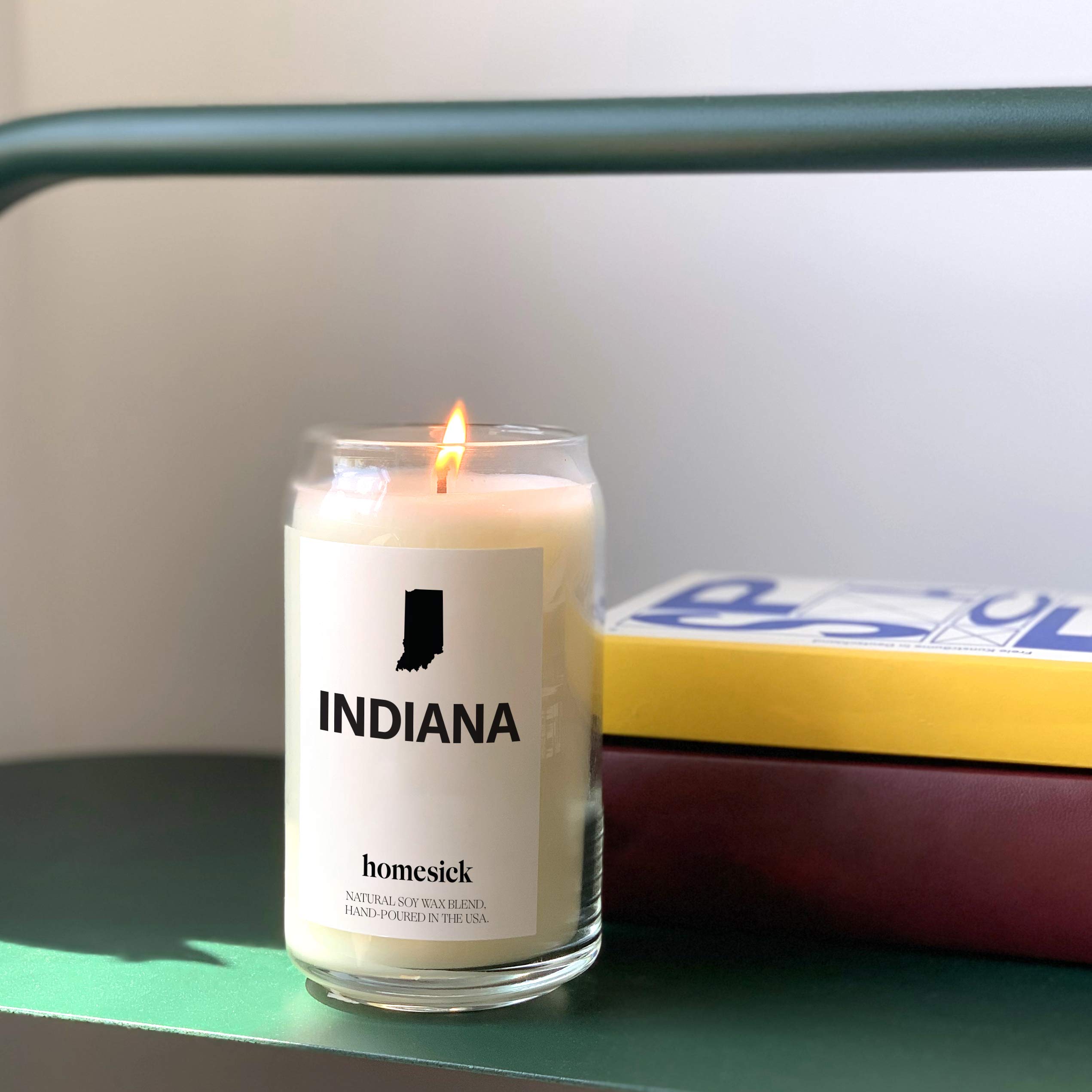 Homesick Premium Scented Candle - Indiana (Honeysuckle, Rosewater & Musk) | 13.75 oz Soy Blend Candle | 60-80 Hour Burn Time | Natural Aromatherapy for Relaxation & Stress Relief | Perfect for Home Decor, Meditation & Cozy Evenings
