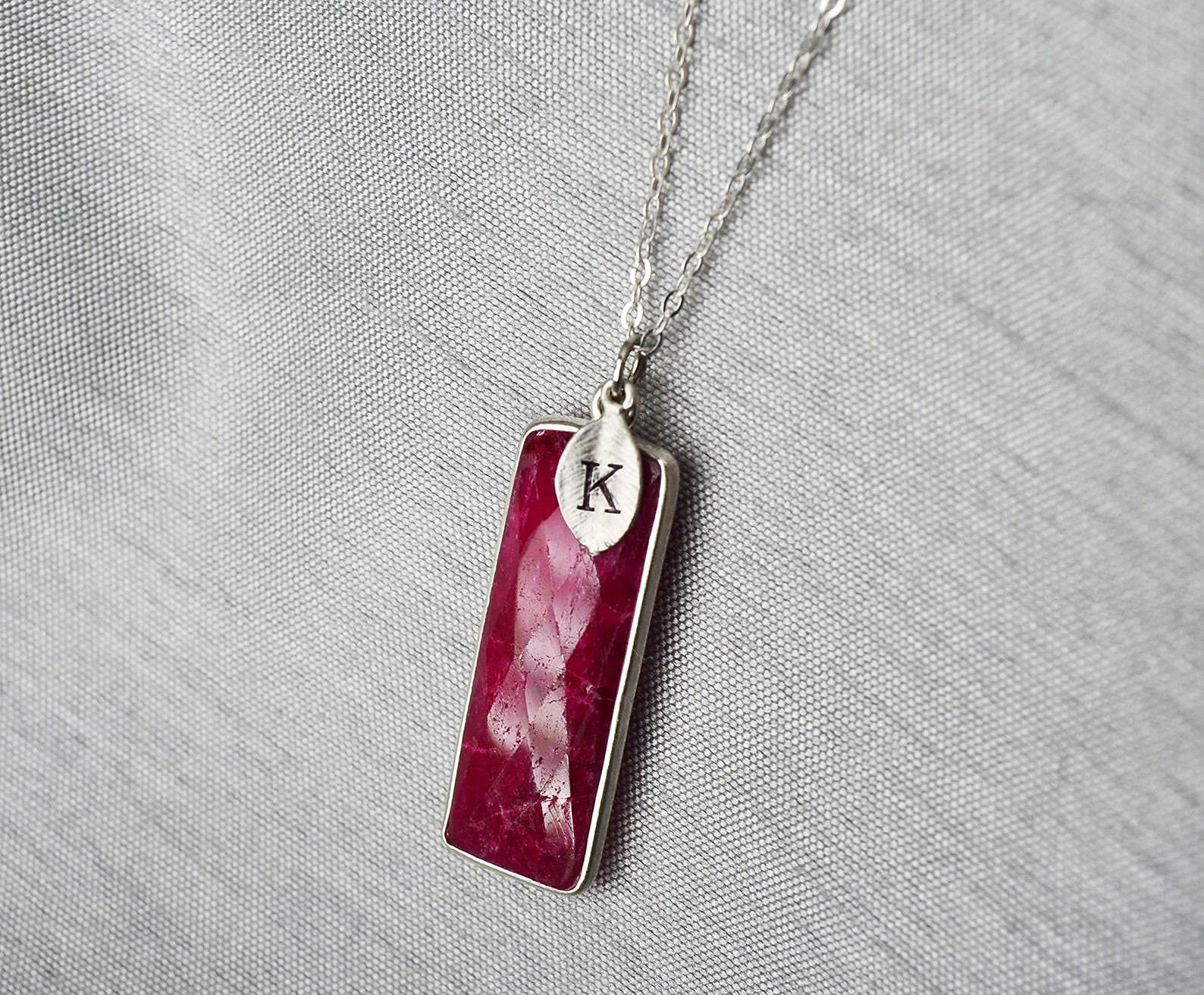 Ruby Necklace for Women - July Birthstone Jewelry with Ropada Stone in Sterling Silver or 18K Gold | Personalized Name Necklace, Elegant Bridesmaid Gift & Heartfelt Mom Necklace for Birthday, Anniversary & Special Occasions