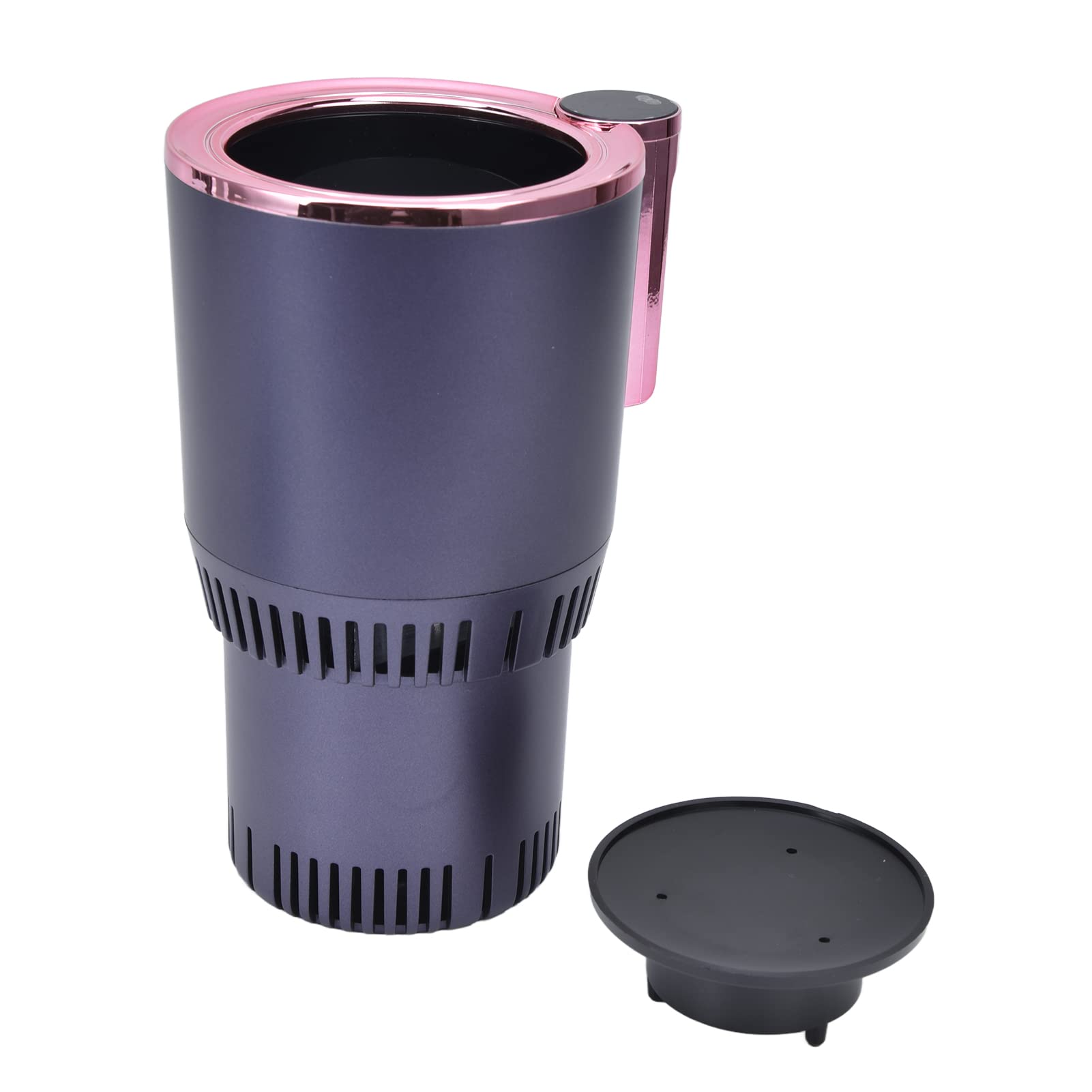 Smart Car Cup Warmer with Digital Display - 2-in-1 Auto Mug Holder for Bottled Drinks, Milk Tea & Mineral Water - Dark Purple - Perfect for Road Trips & Commuting