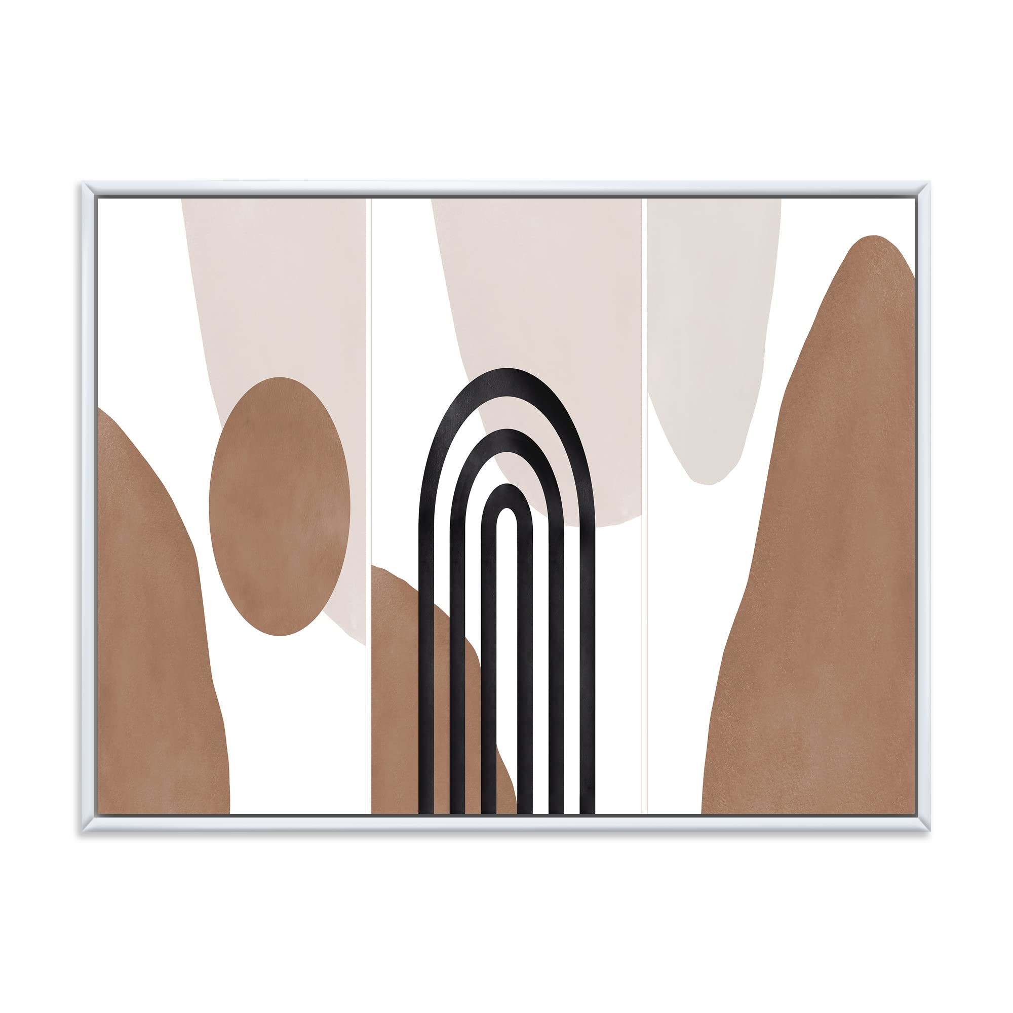 Abstract Terracotta & Ivory Shapes II - Modern Framed Canvas Wall Art Print for Living Room, Bedroom & Office Decor