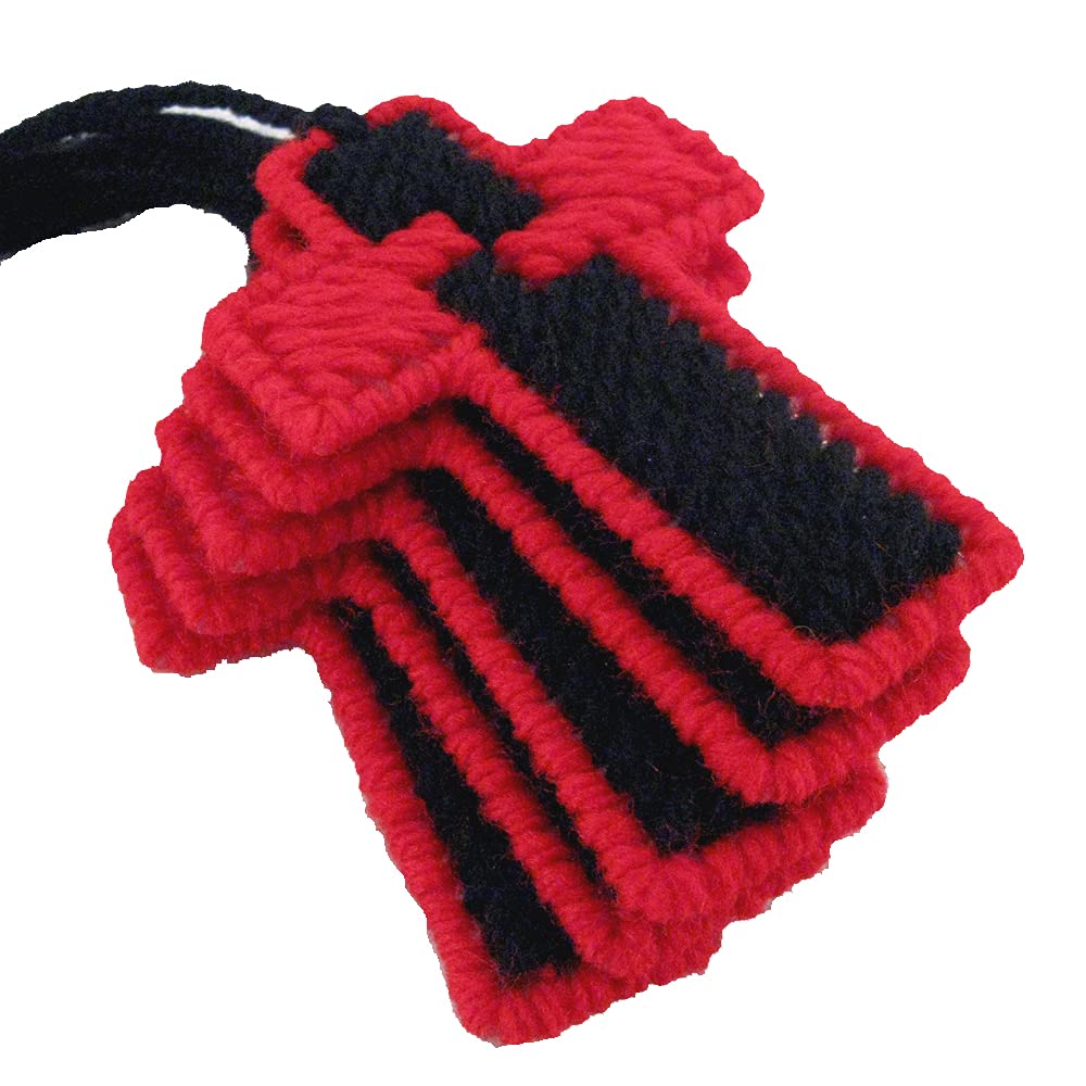 Red and Black Christian Cross Ornaments - Religious Home Decor for Christmas Tree, Wall Hanging, Gift Giving & Church Events