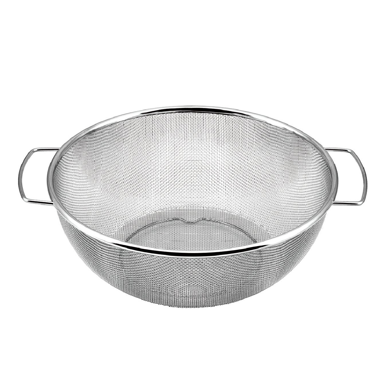 Premium Stainless Steel Fine Mesh Colander with 2 Handles & Legs - 240mm Kitchen Strainer for Pasta, Vegetables & Fruits - Ideal for Draining, Washing & Cooking