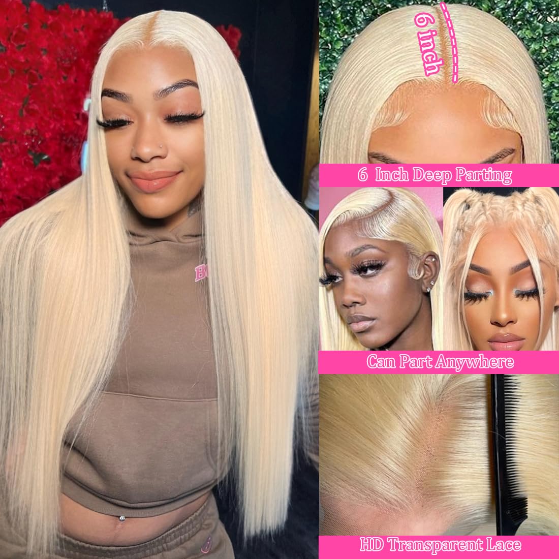 30 Inch 613 Blonde Human Hair Lace Front Wig - 13x6 HD Transparent Lace, 180% Density, Pre-Plucked, Glueless - Perfect for Daily Wear, Cosplay, and Special Occasions