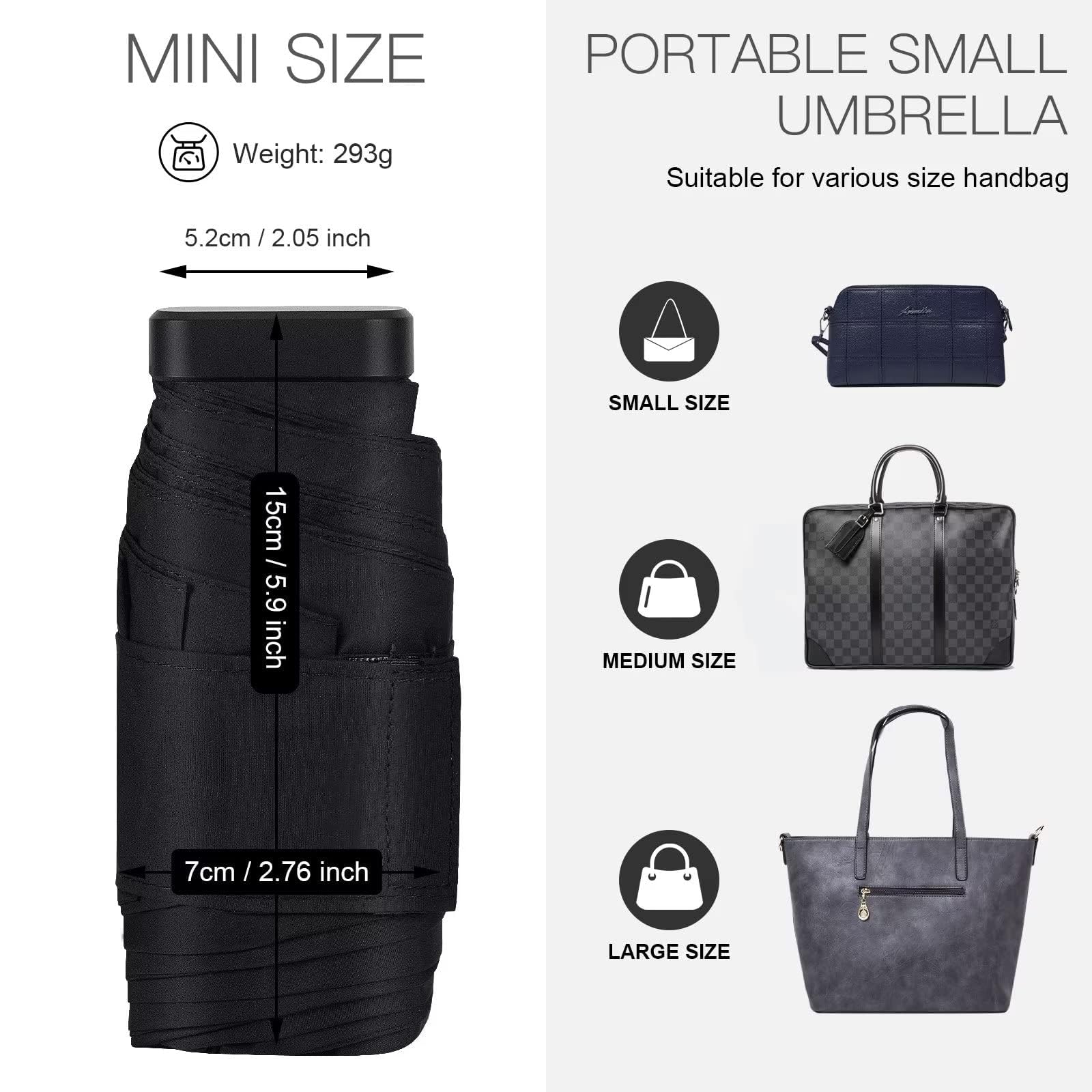 LEAGERA Mini Compact Travel Umbrella - Waterproof Lightweight Folding Umbrella for Women, Perfect for Purse & Pocket - Ideal for Rainy Days, Commuting, and Outdoor Activities