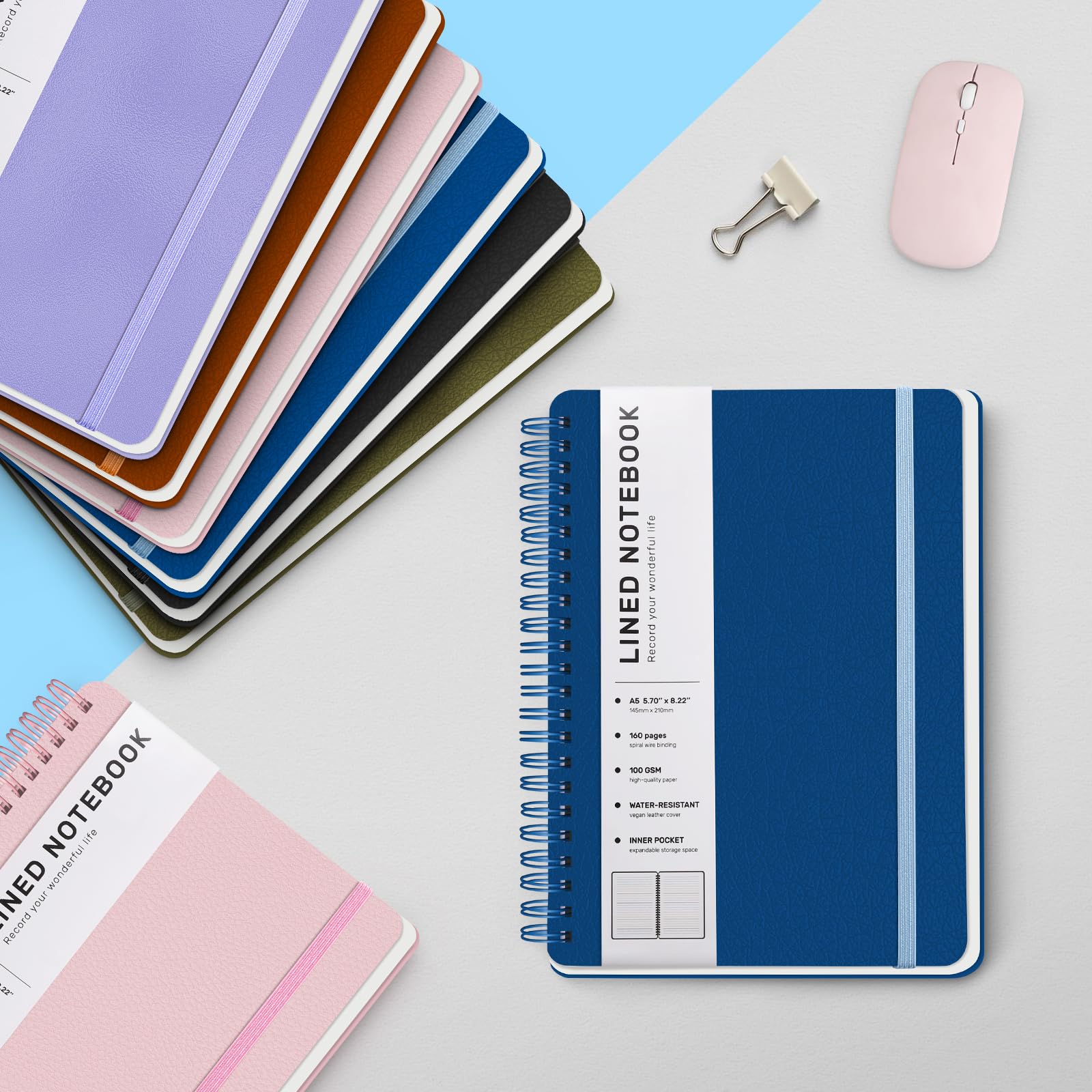 Premium A5 Lined Spiral Notebook - 5.7