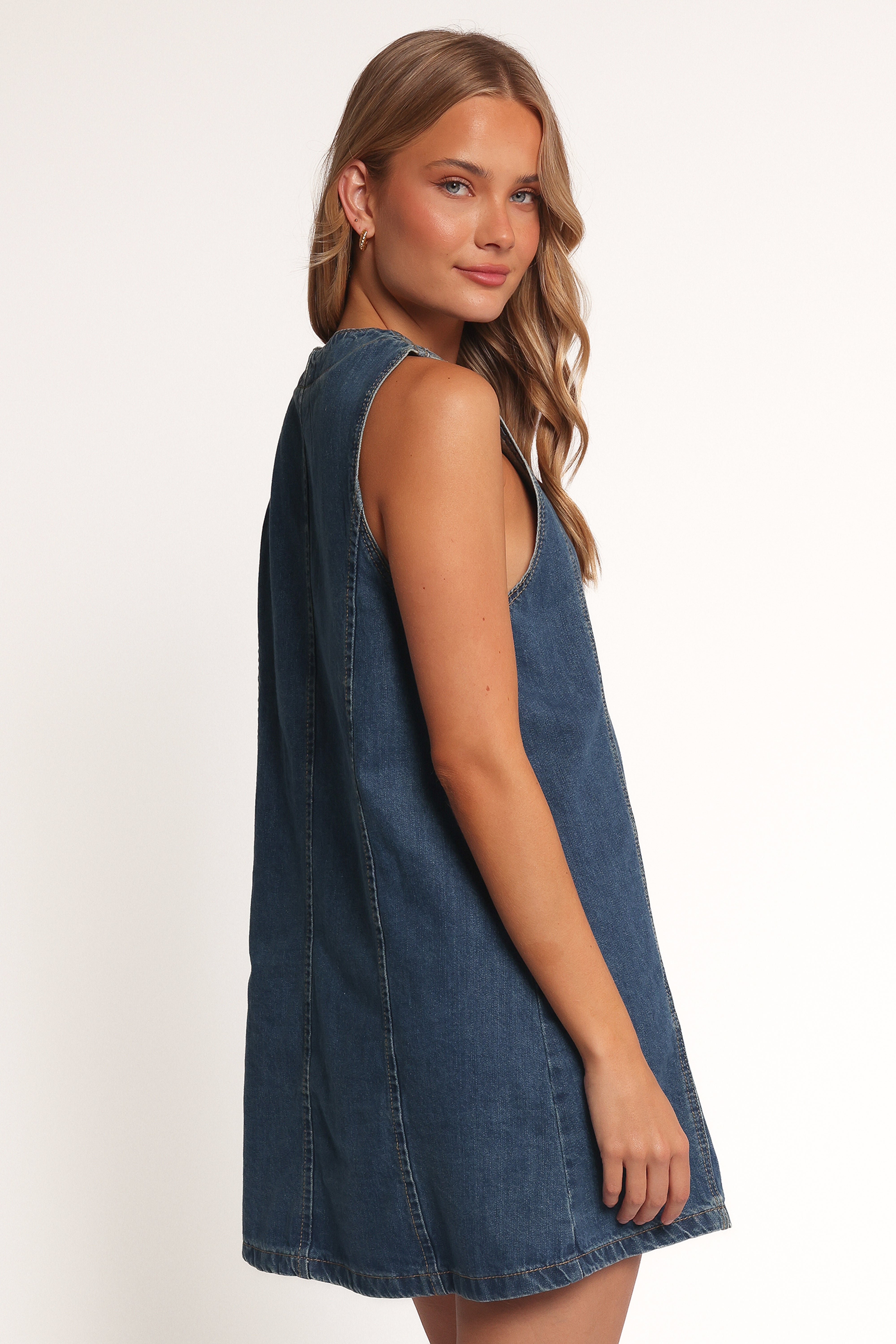 Dawson Mini Dress - Indigo Denim Stretch Denim Short Sleeve Casual Dress for Women | Perfect for Summer Outings, Date Nights & Beach Vacations